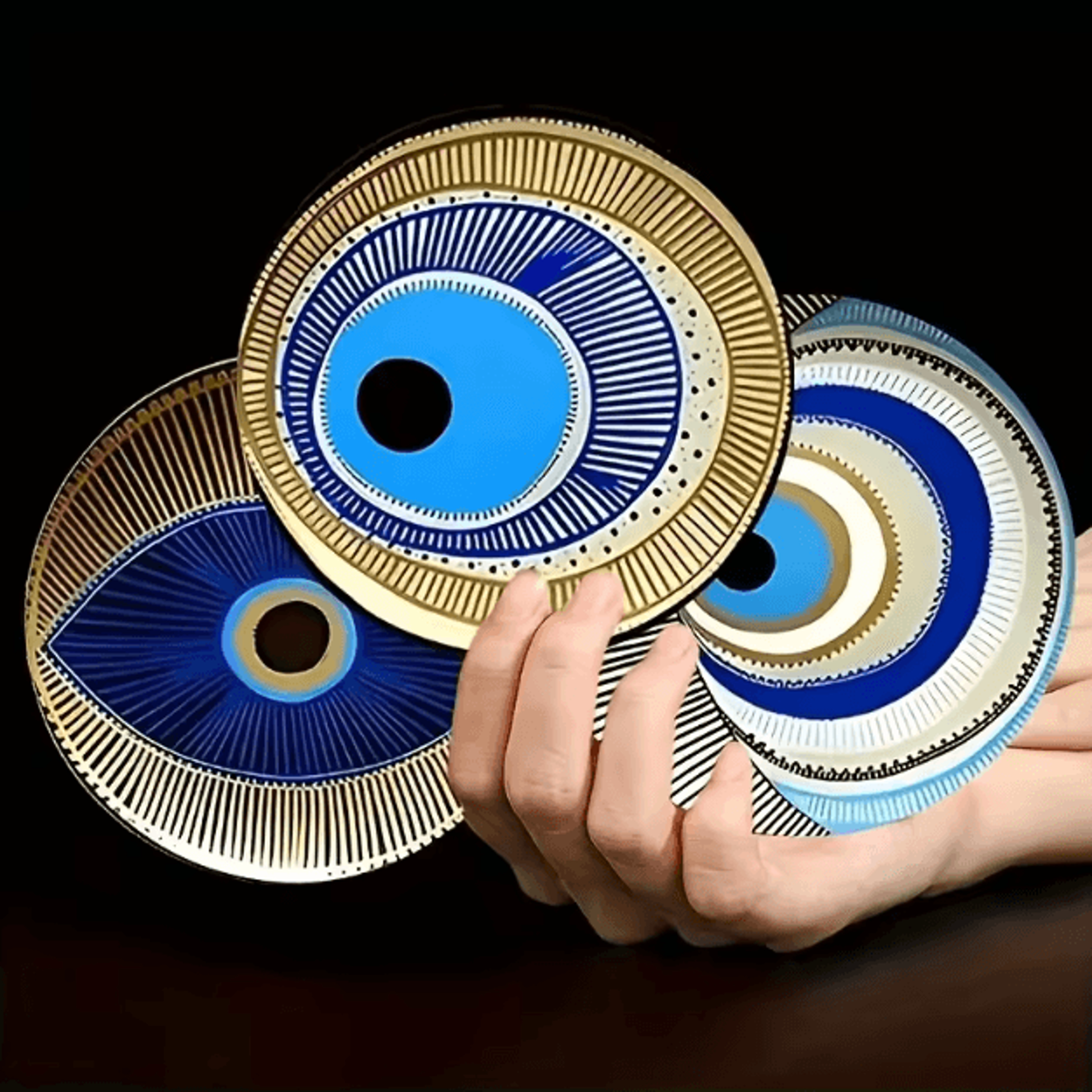 Evil Eye Wooden Coaster Set  6PCS Protective Drink Mats For Home Decor 3