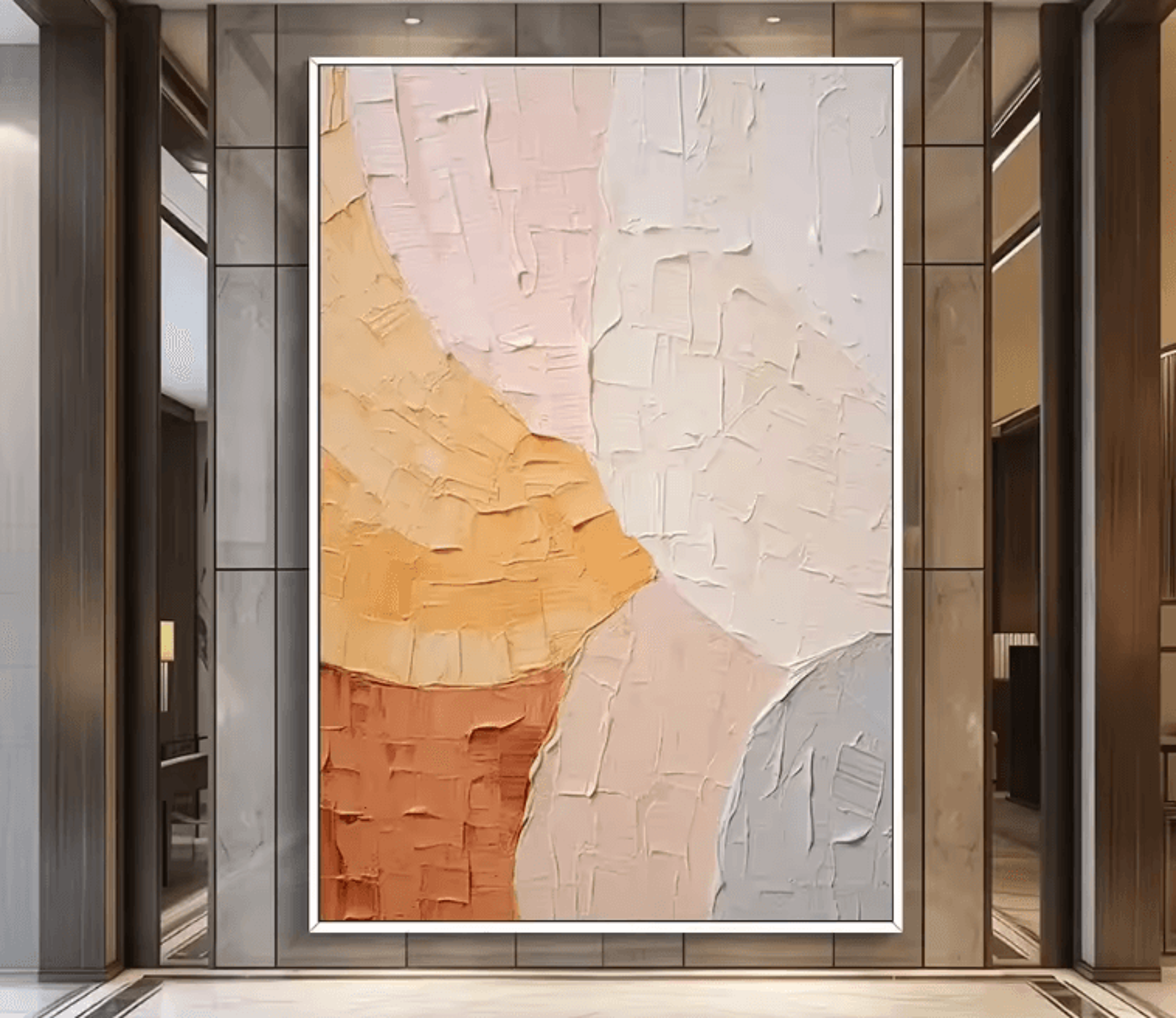 Large Gold Textured Abstract Canvas  Handmade Minimalist Wall Art Decor 2