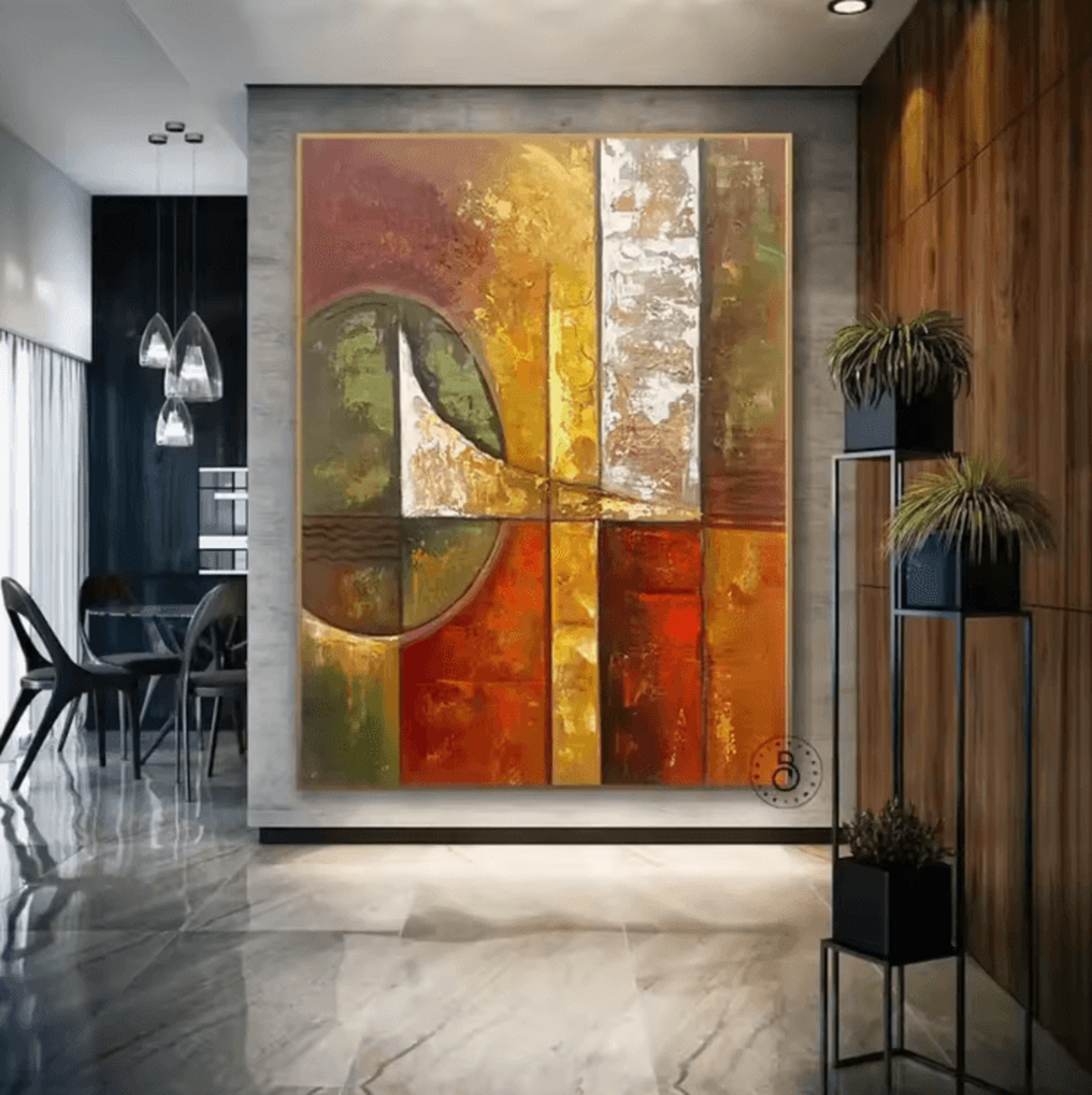 Large Gold Textured Abstract Canvas  Handmade Minimalist Wall Art Decor 3