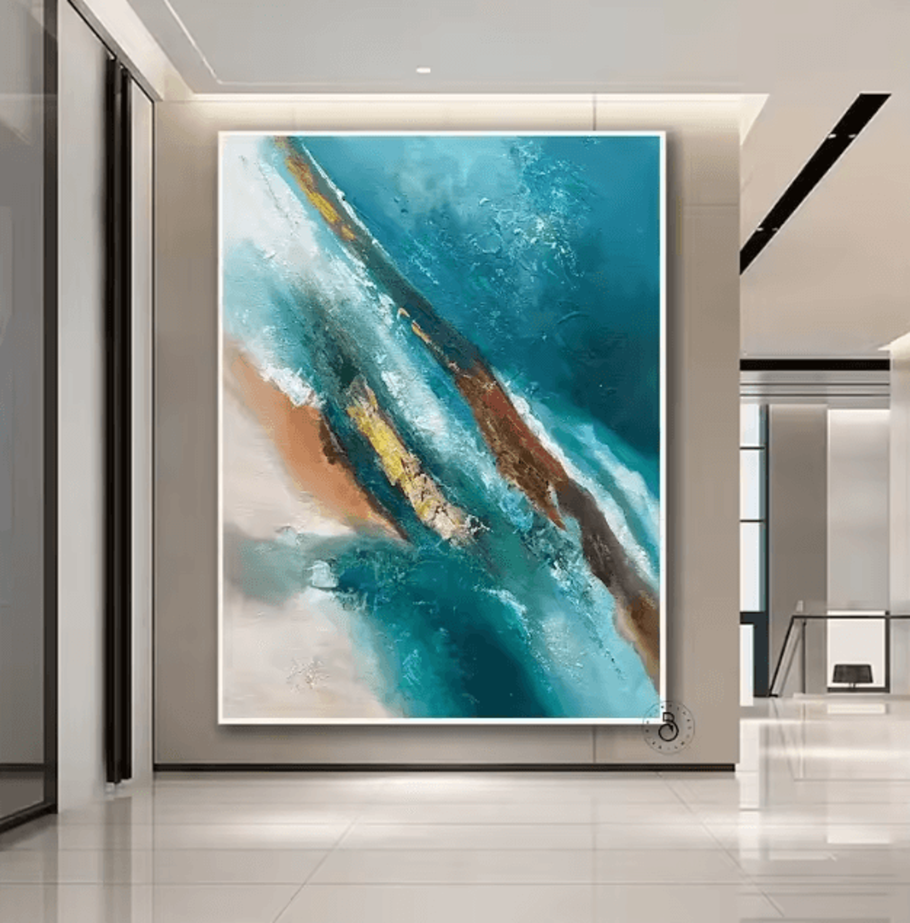 Large Gold Textured Abstract Canvas  Handmade Minimalist Wall Art Decor 8