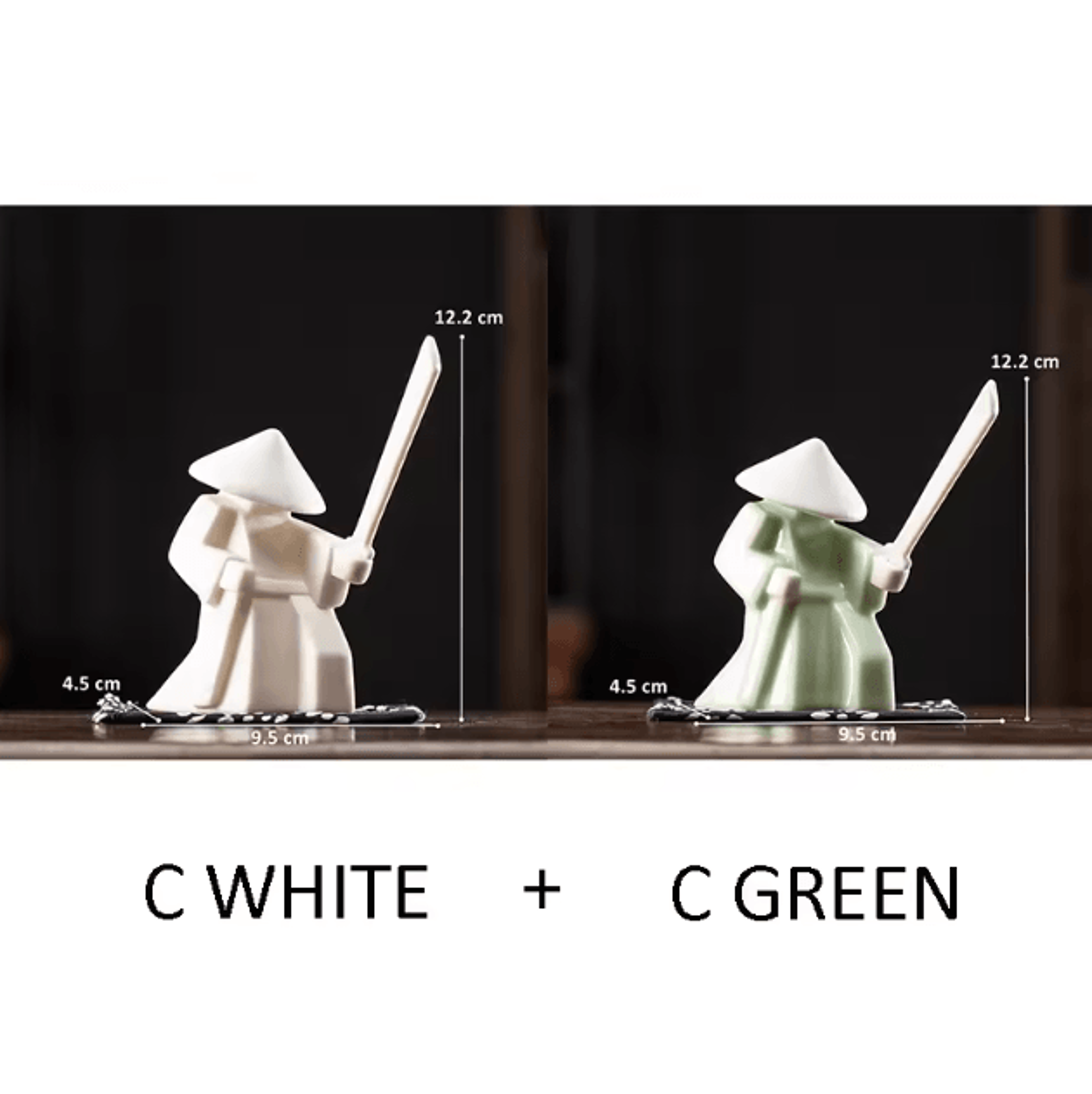 White Ceramic Samurai Figurine  Minimalist Geometric Oriental Warrior Decor 10