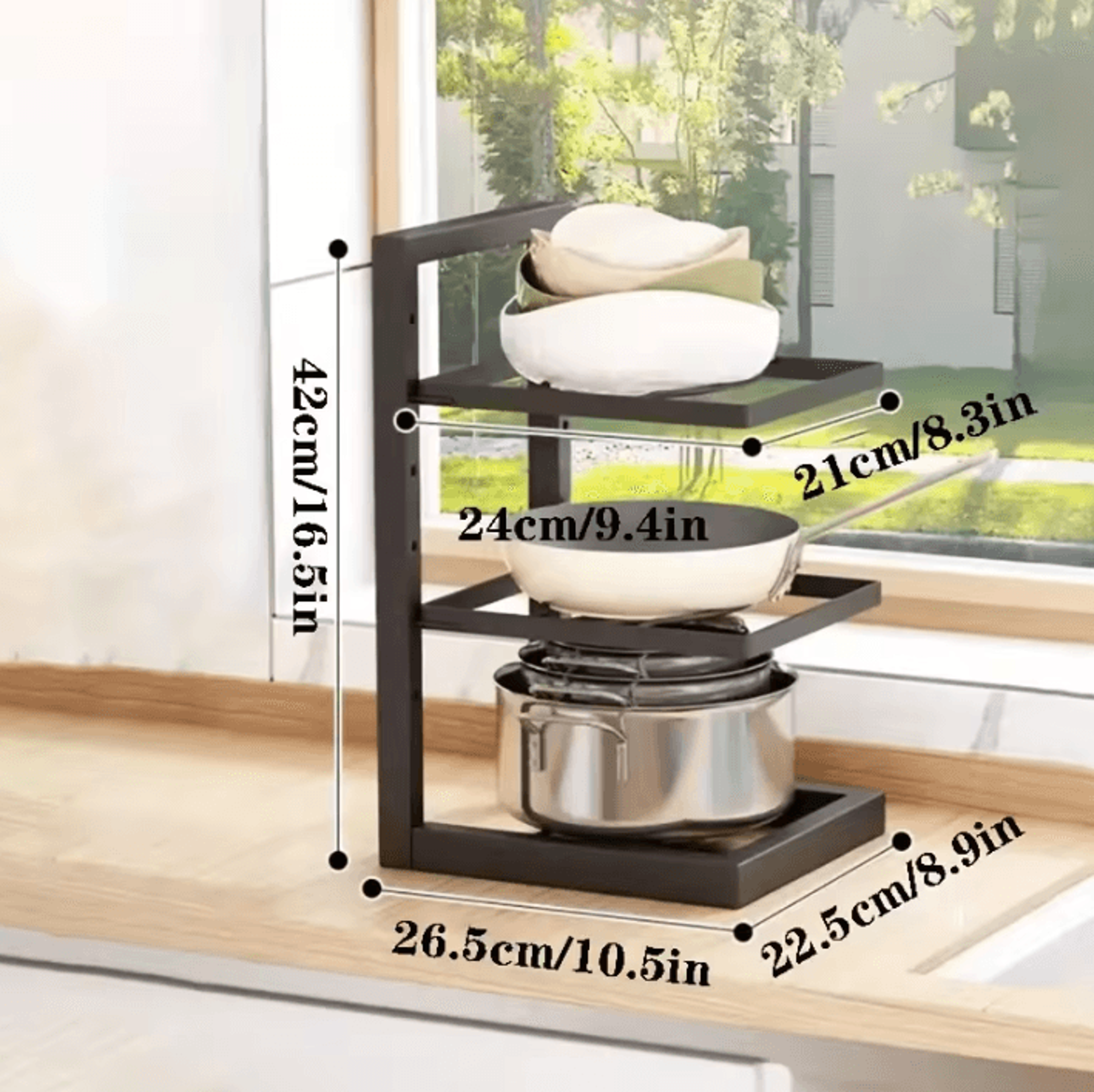 Adjustable 34Tier Under Sink Storage Rack  Stainless Steel Cabinet Organizer 3