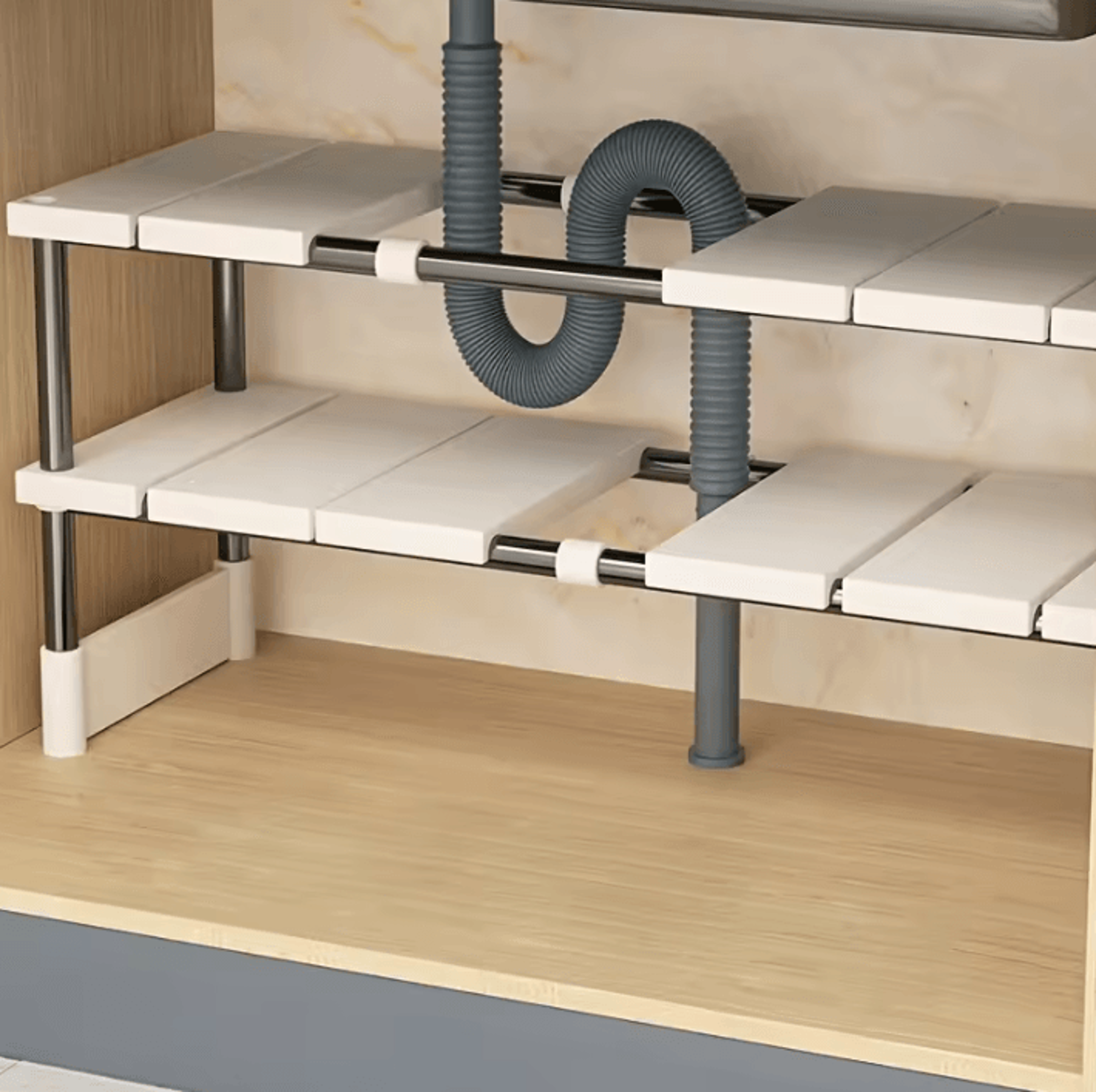 Adjustable MultiLayer Under Sink Storage Rack  Expandable Cabinet Organizer 0