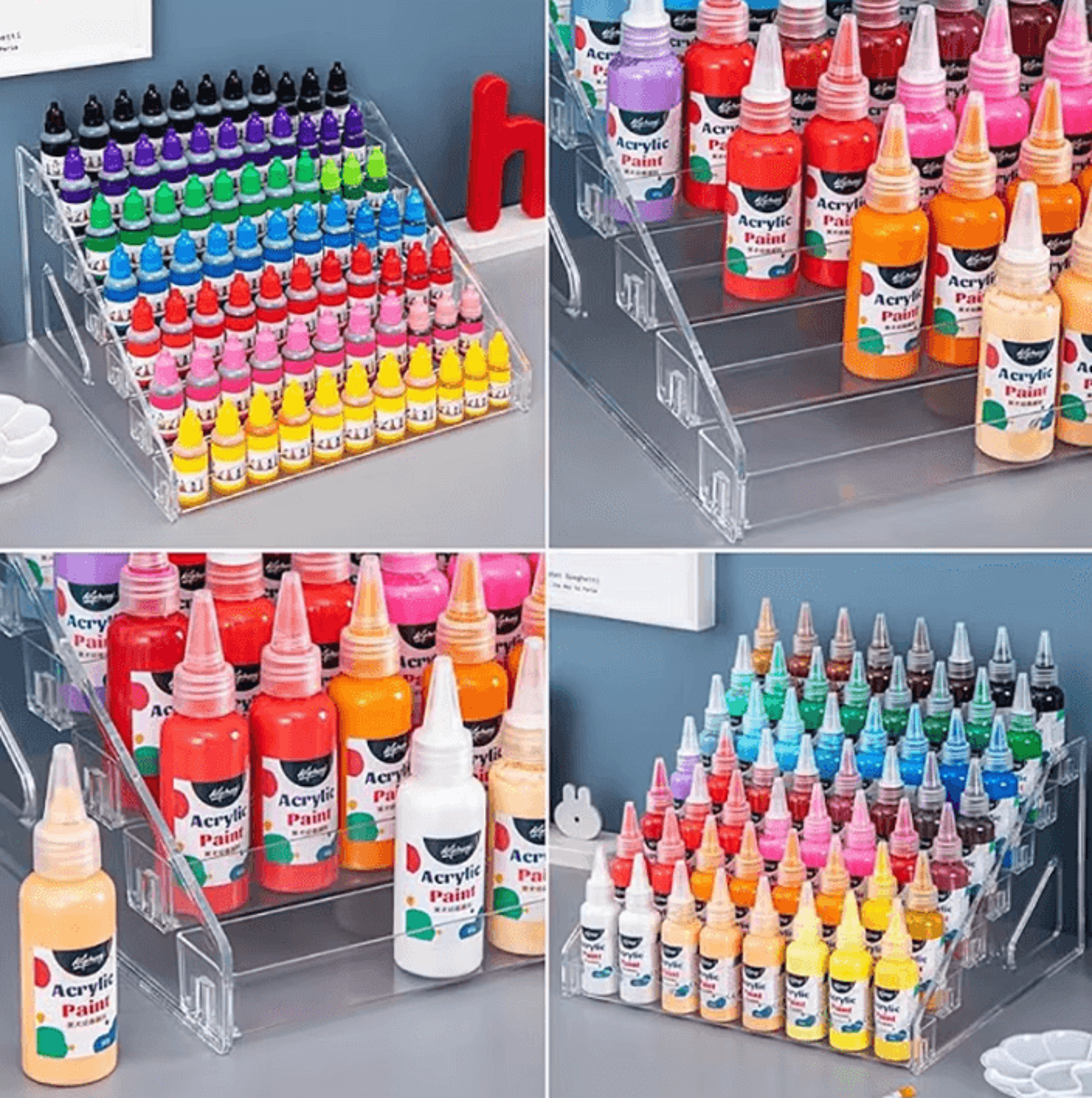 7Layer Transparent Paint Organizer Rack  Mini Craft Paint Storage Display Stand 0