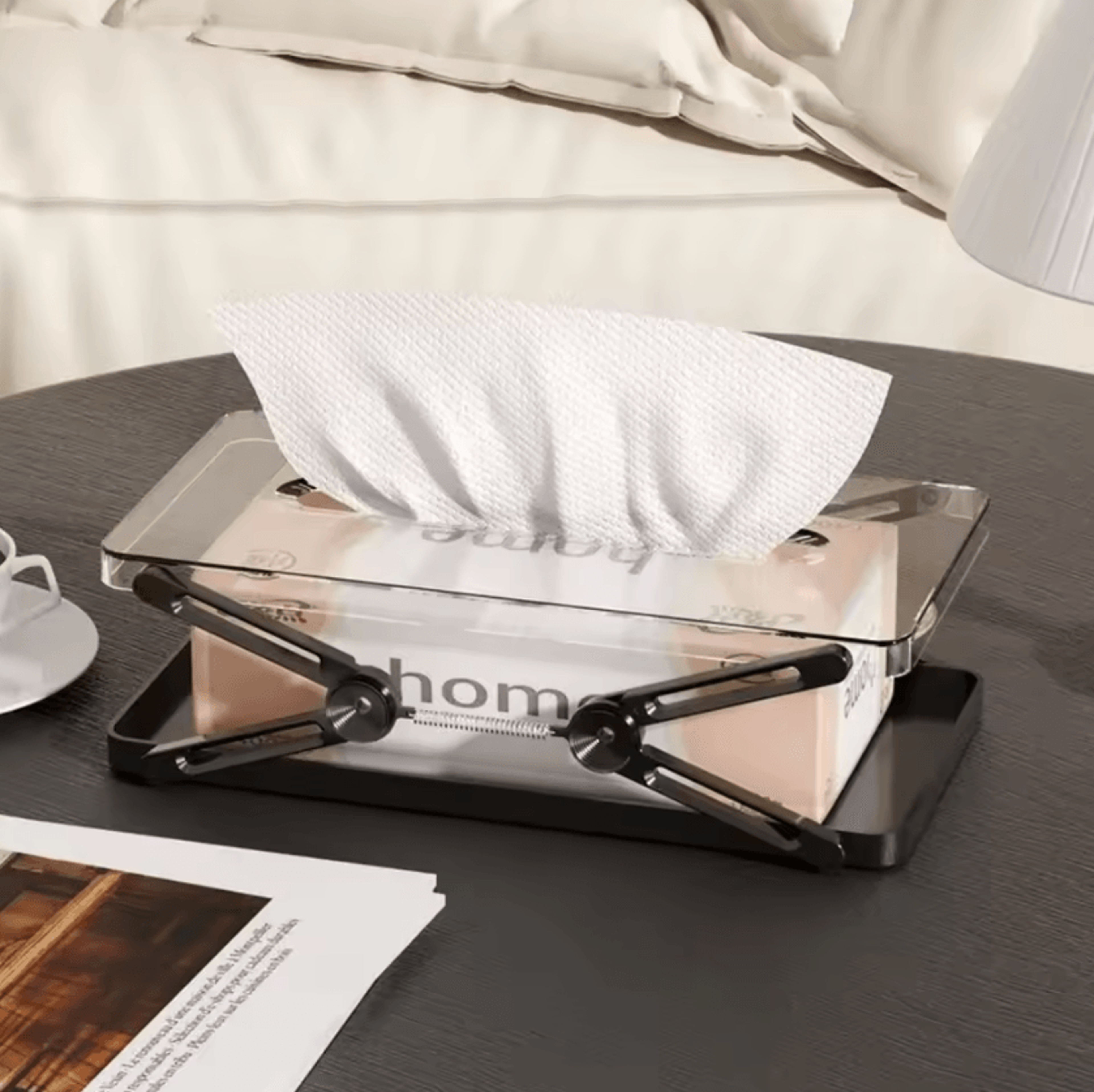 LiftEase Extendable Tissue Storage Box Automatic Lift Tissue Box Height Adjustable Tissue Holder 2