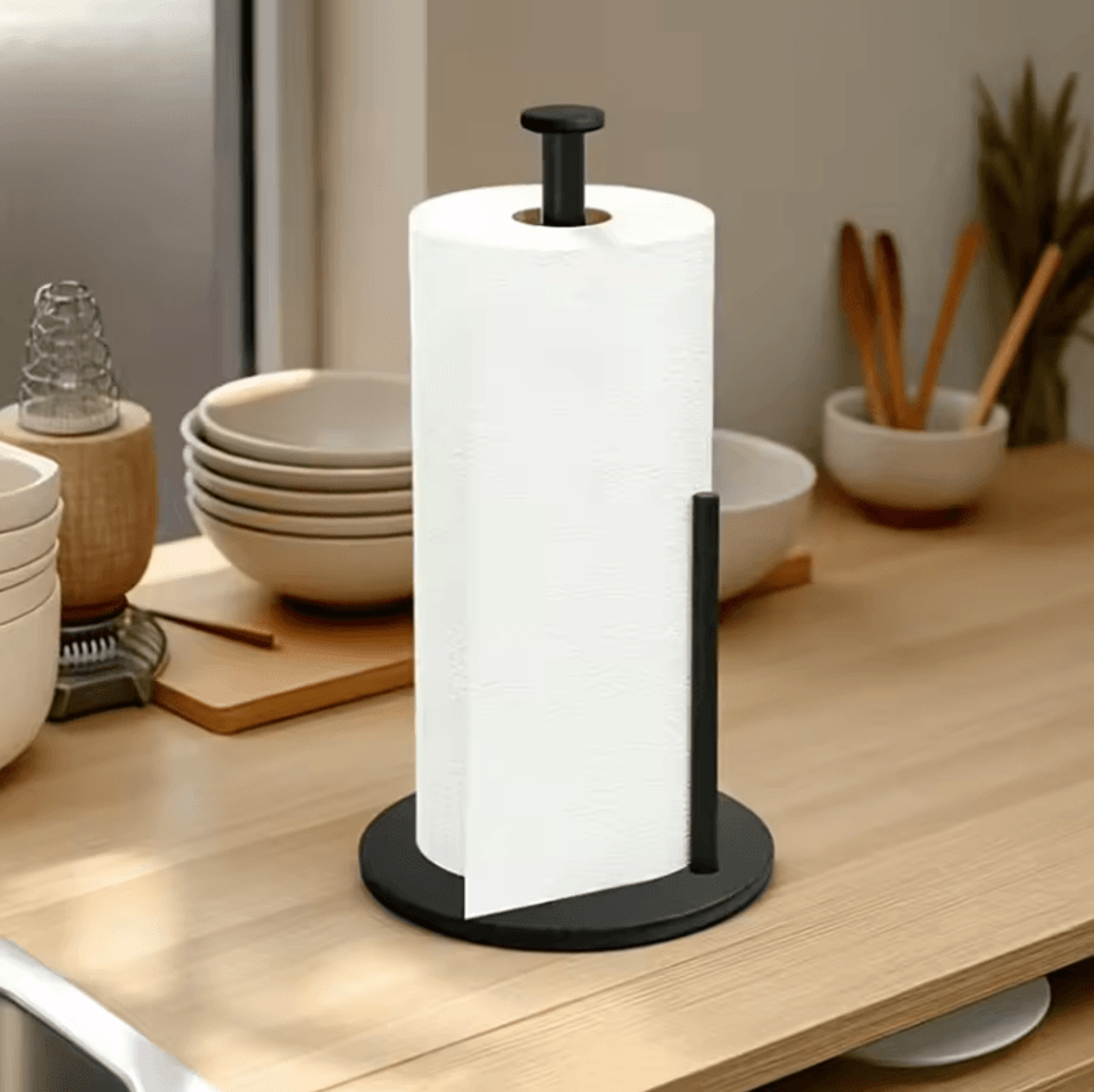 SteelGrip Kitchen Roll Holder Stainless Steel Kitchen Roll Holder Paper Towel Holder Weighted Base  1