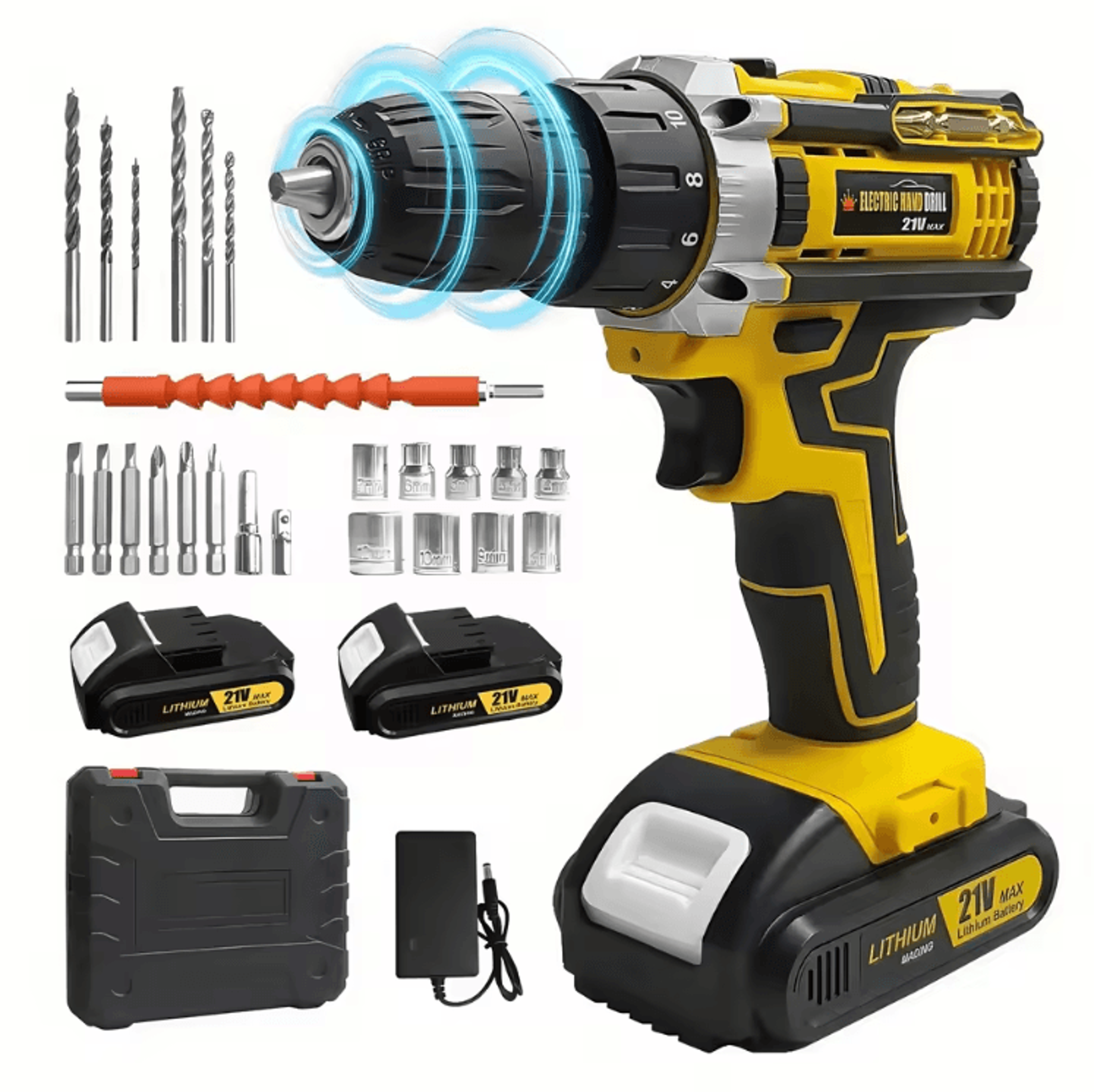 AllinOne Cordless Electric Drill  Screwdriver Combo Kit  Lithium Power DIY Tool Set 2