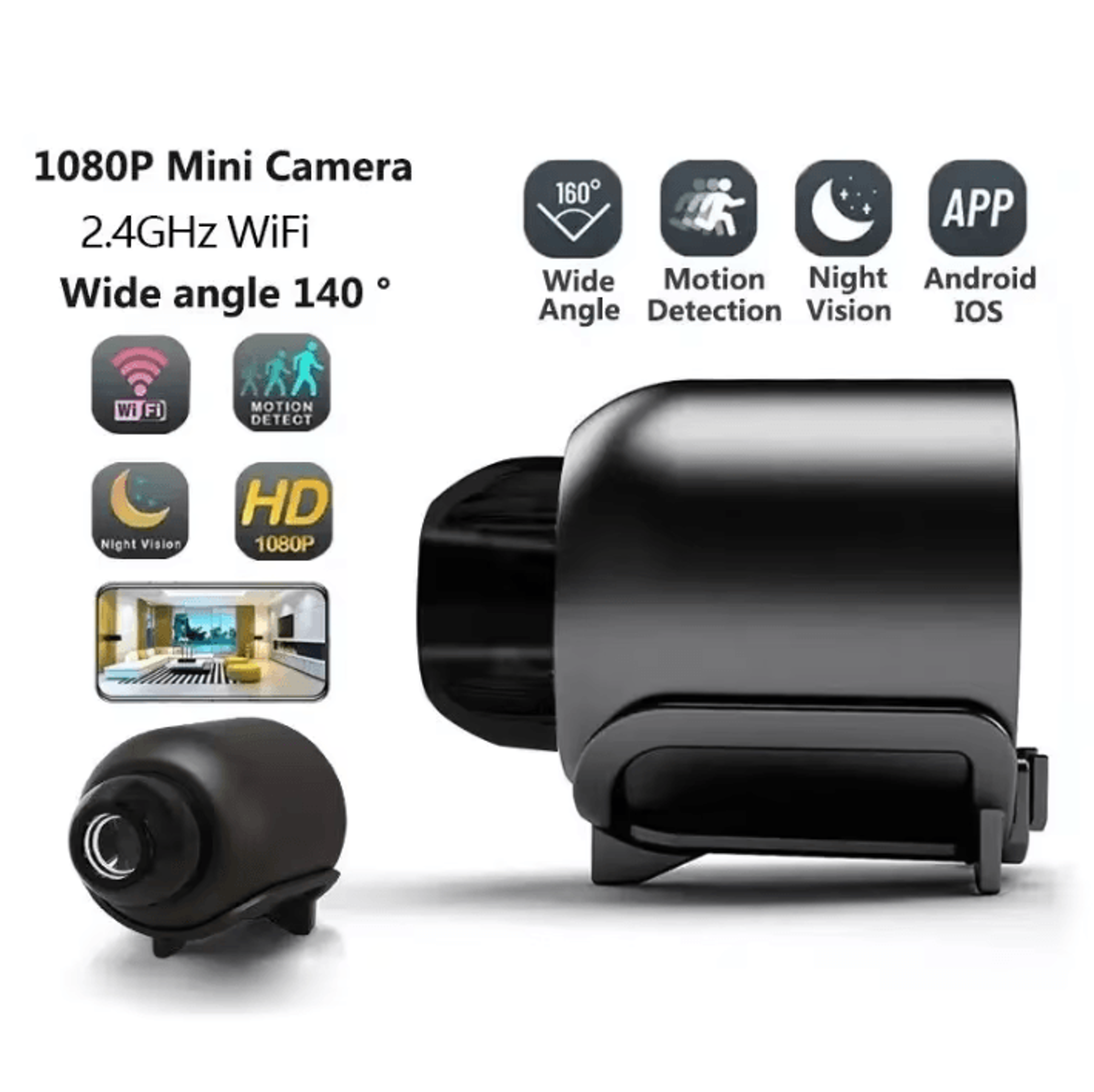 SecureView Mini 1080P WiFi Security Camera With Night Vision  Motion Detection 4