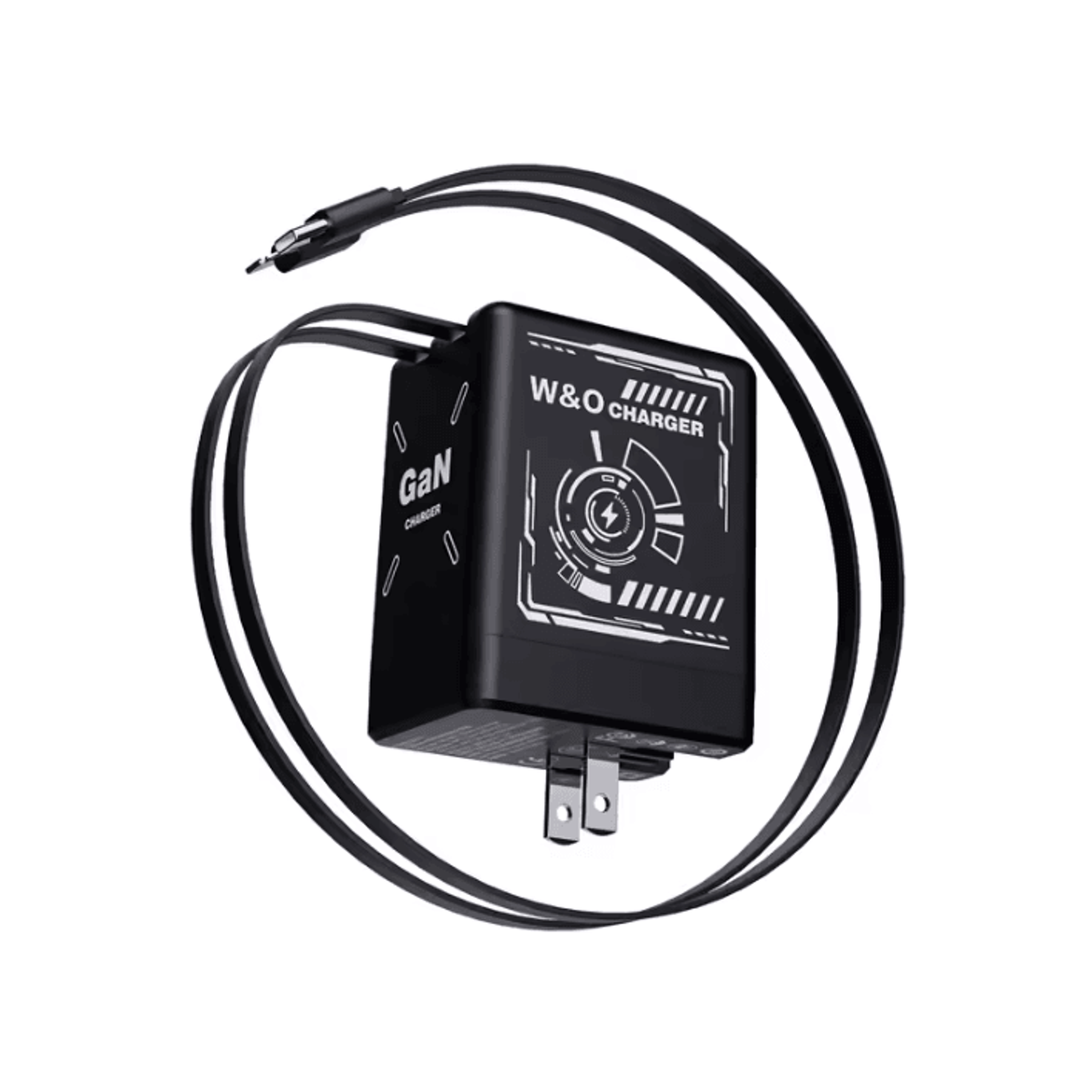 VoltMini GaN Fast Charging Adapter With Retractable Cable  MultiProtection 1