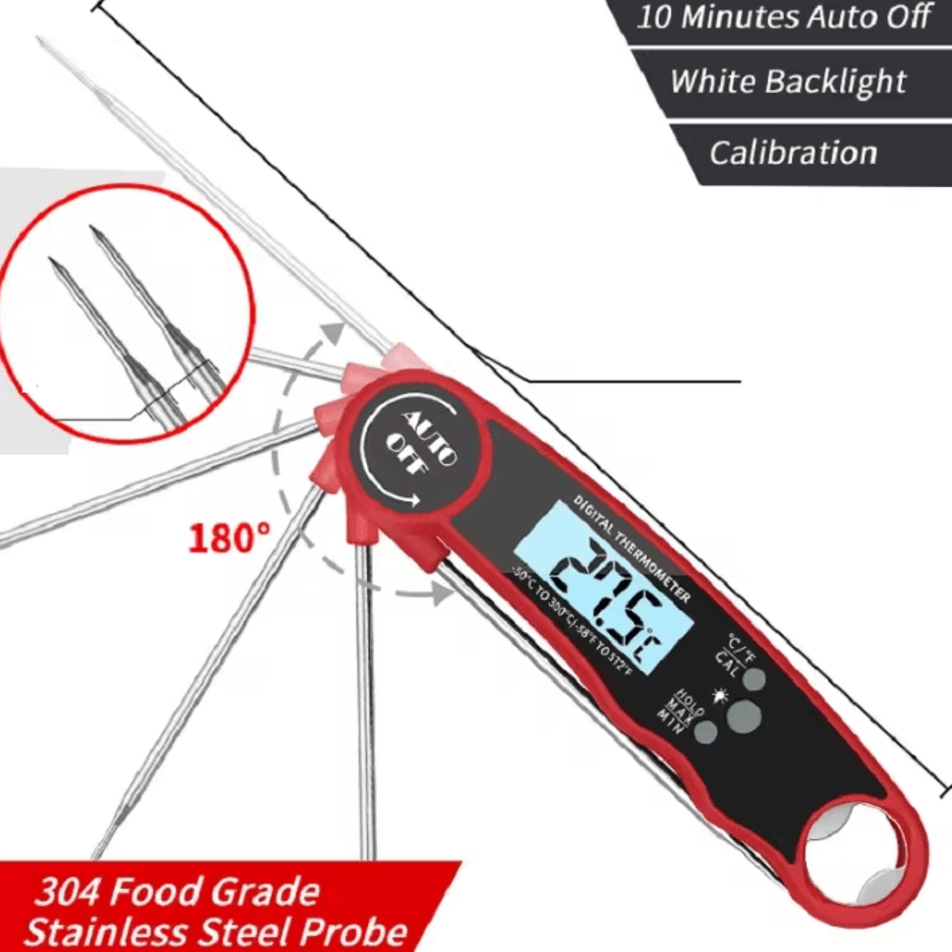 GrillMaster Touch Pro Digital Meat Thermometer With Backlight  Hold Function 2