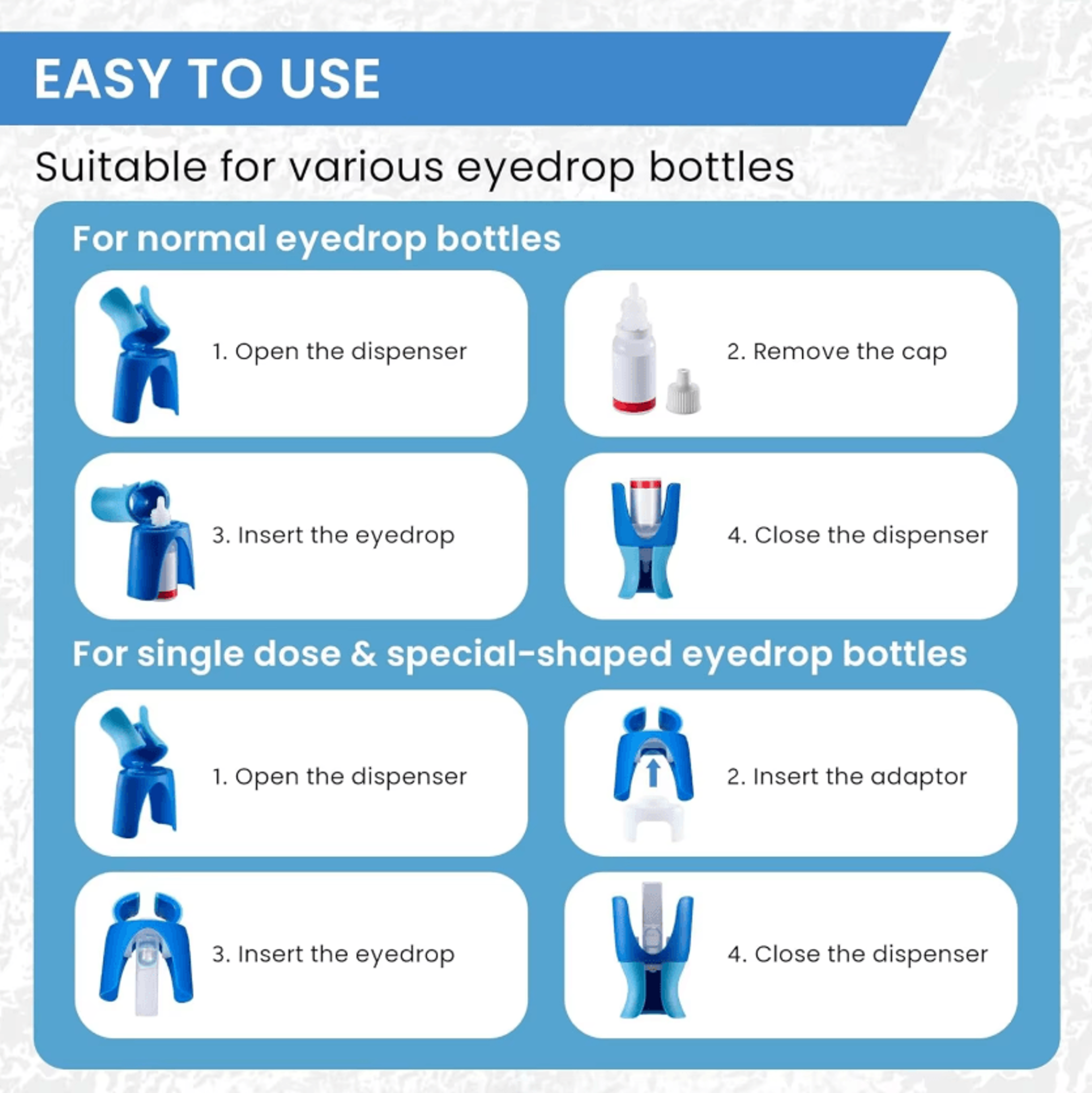 EasyDrop Eye Drop Guide Aid Reusable Eyedrop Applicator Tool Precision Bottle Holder For Accurate U 3