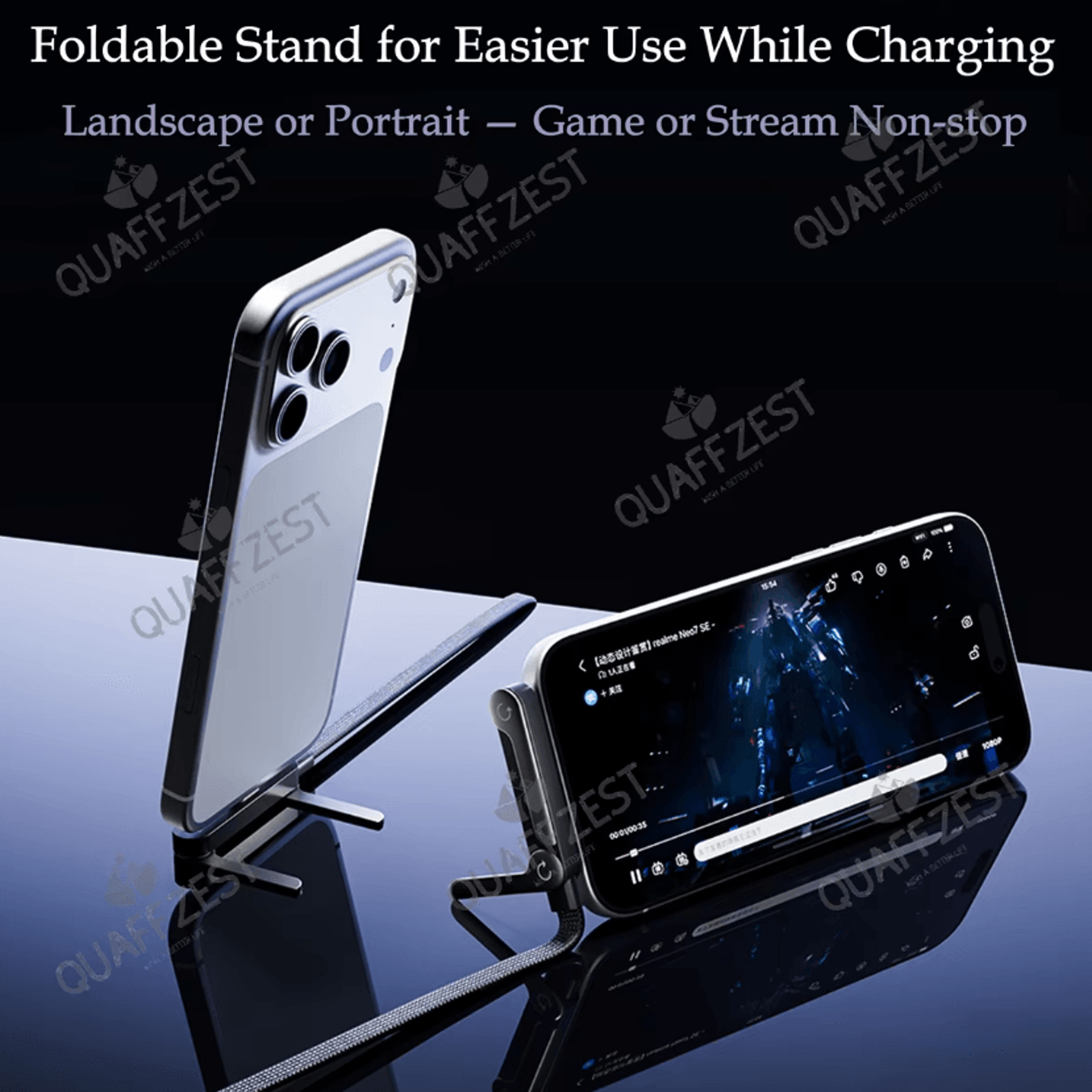 flexcharge pro 240w fast charging cable 2-in-1 type-c phone holder cable foldable stand data cable