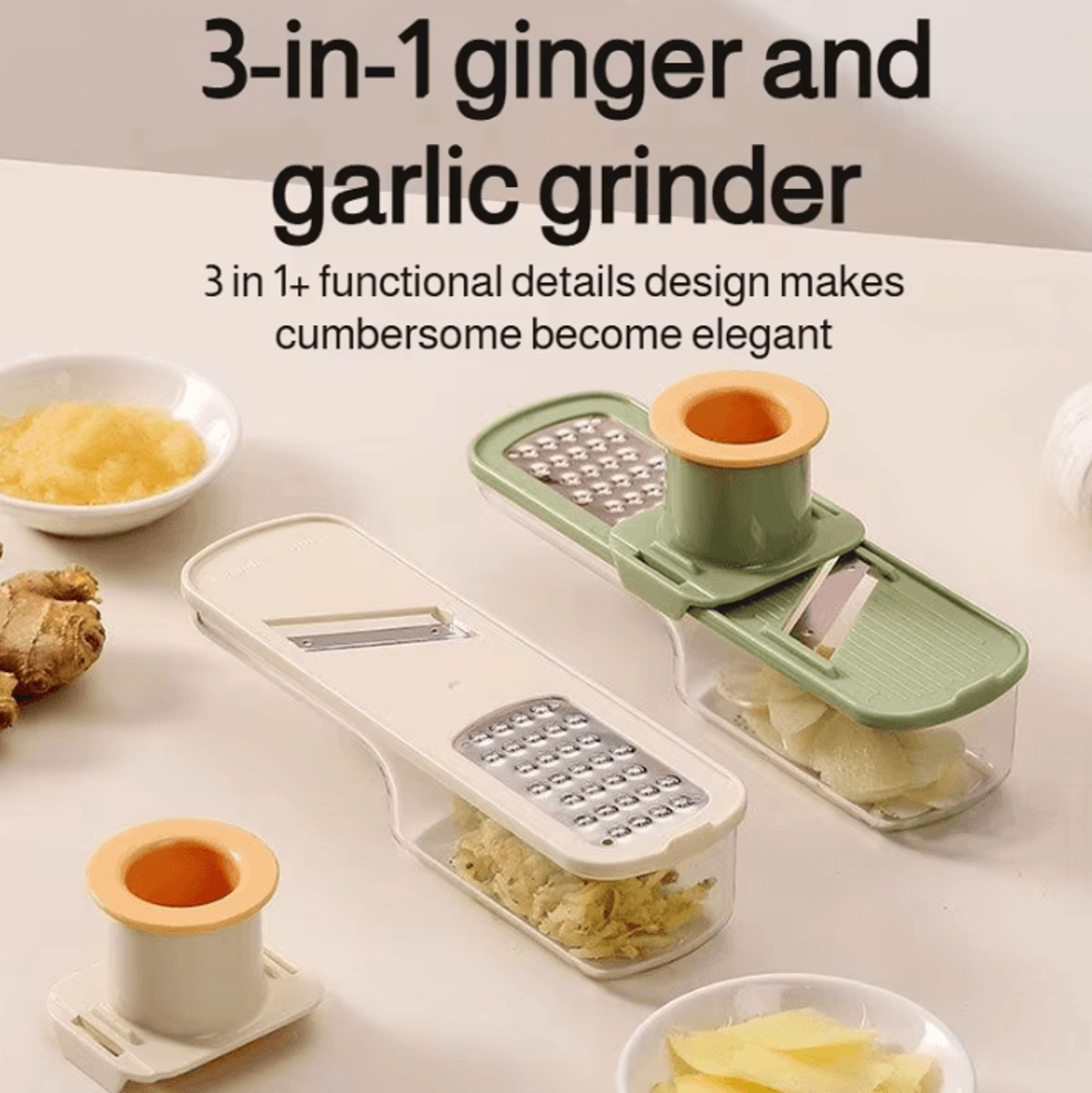 3-in-1 ginger garlic grinder & mini food slicer