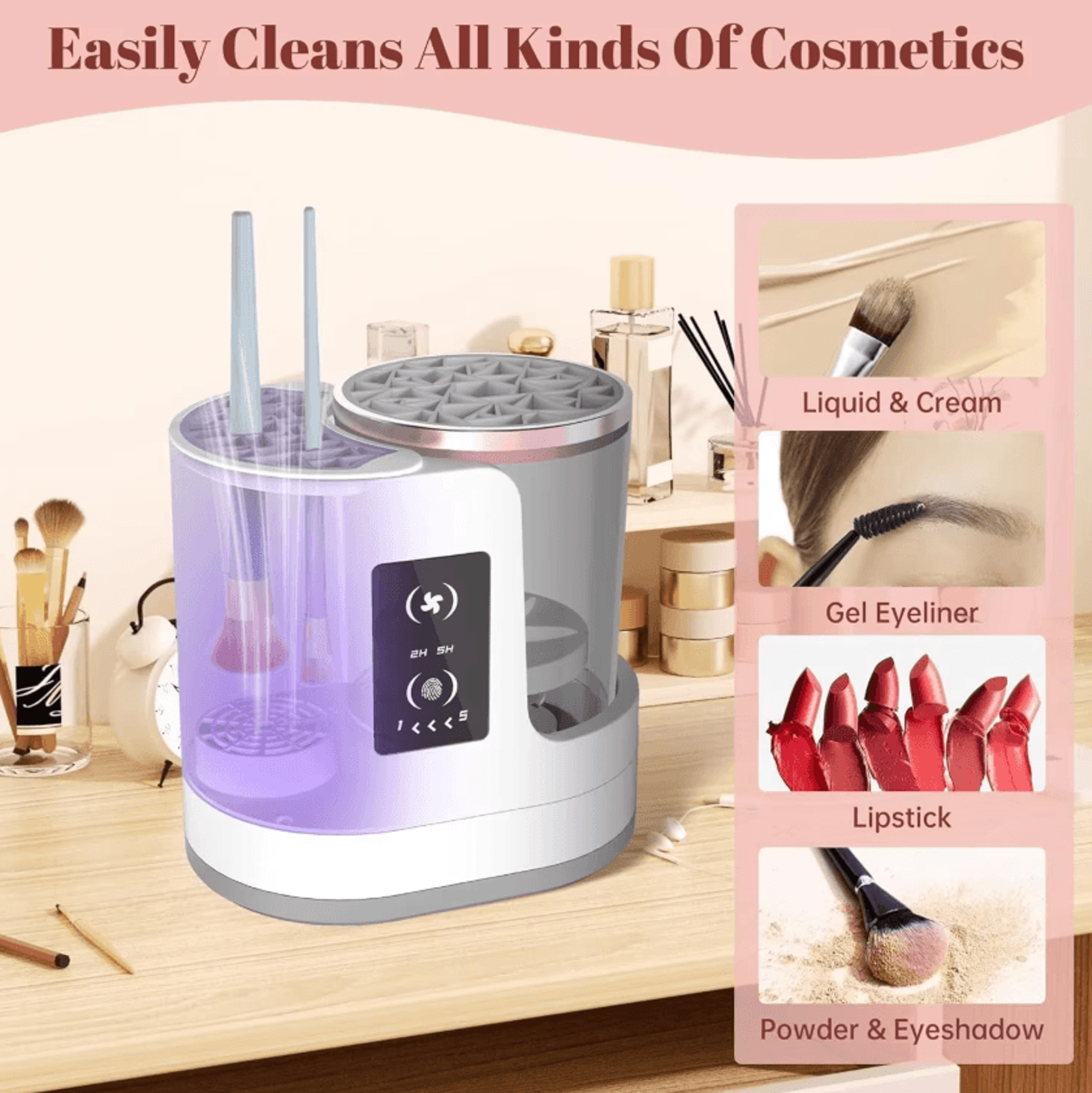 3-in-1 electric makeup brush cleaner & dryer usb portable