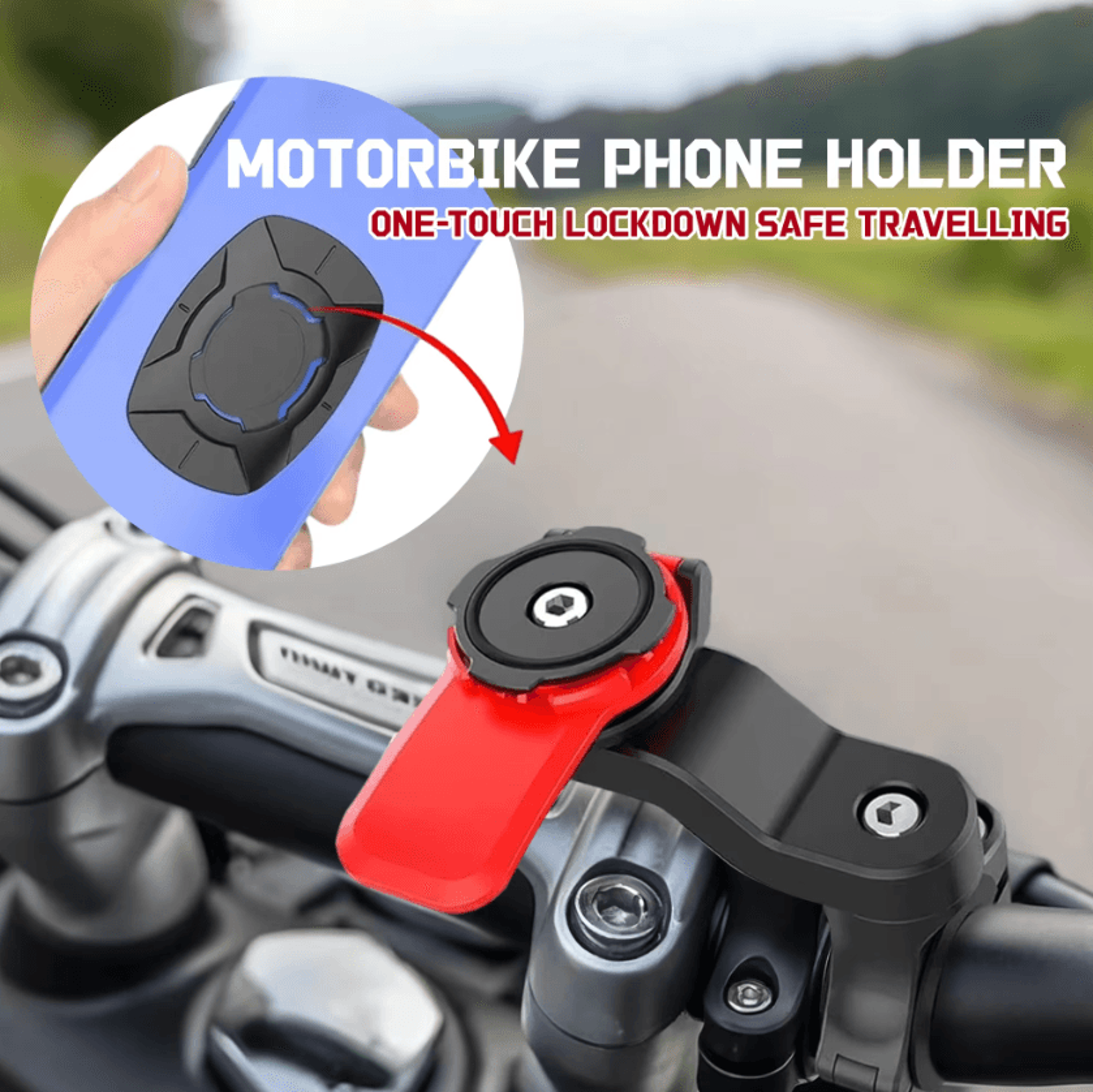 360° rotating motorcycle & bicycle phone mount – anti-shock vacuum suction holder