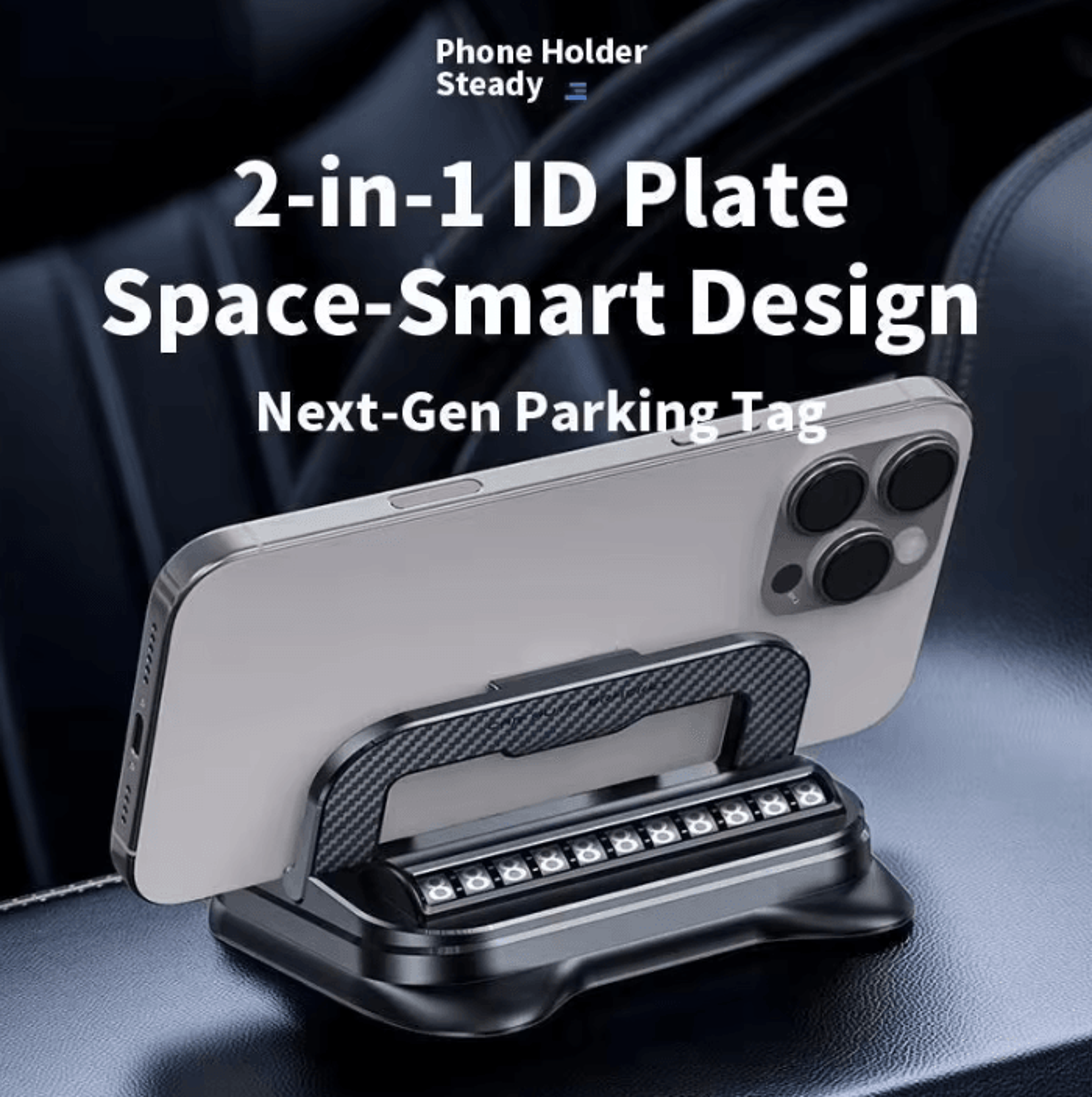 360 Rotating Dashboard Phone Holder  Universal Car Mount With Number Plate Design 1