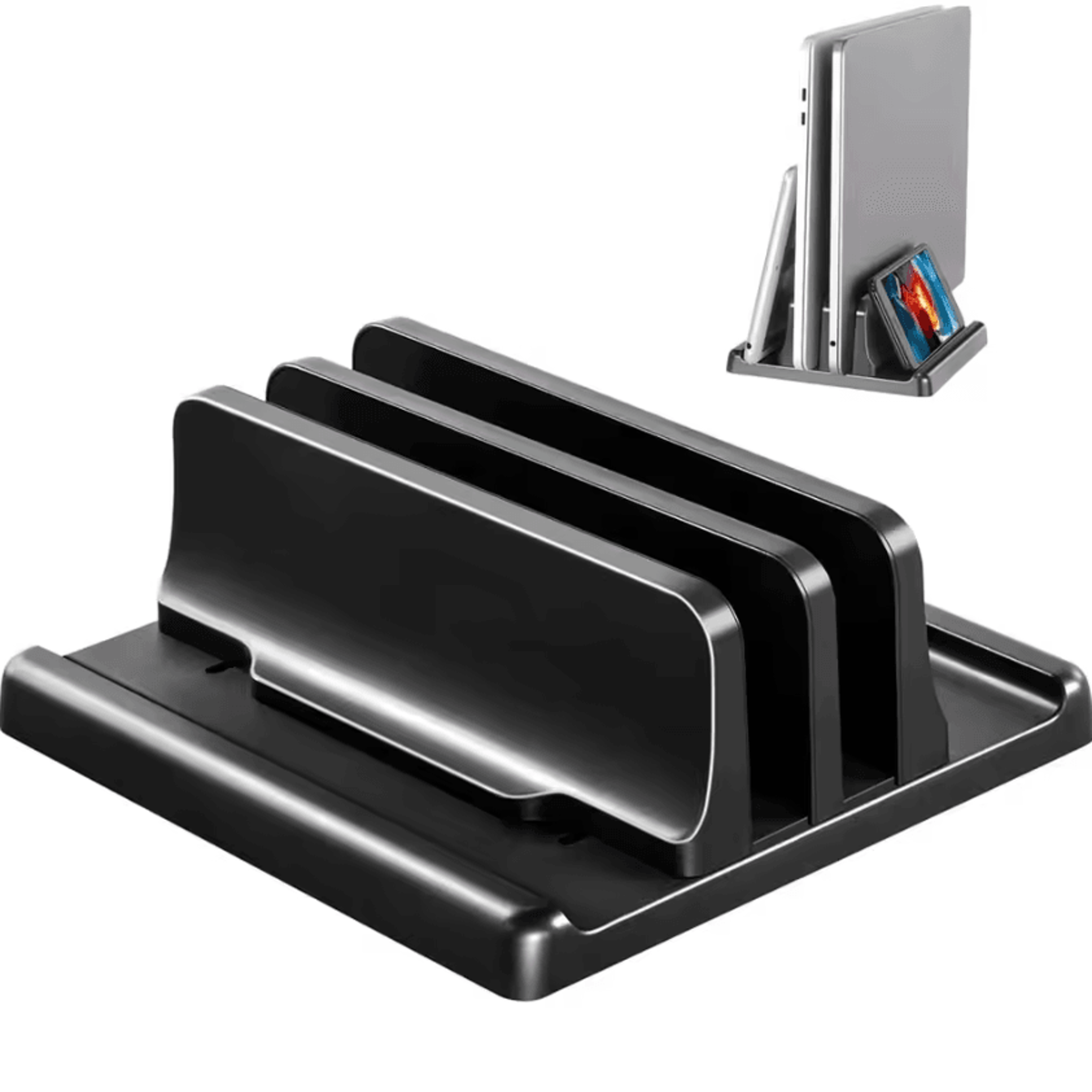4-in-1 adjustable vertical laptop stand – space-saving desk organizer
