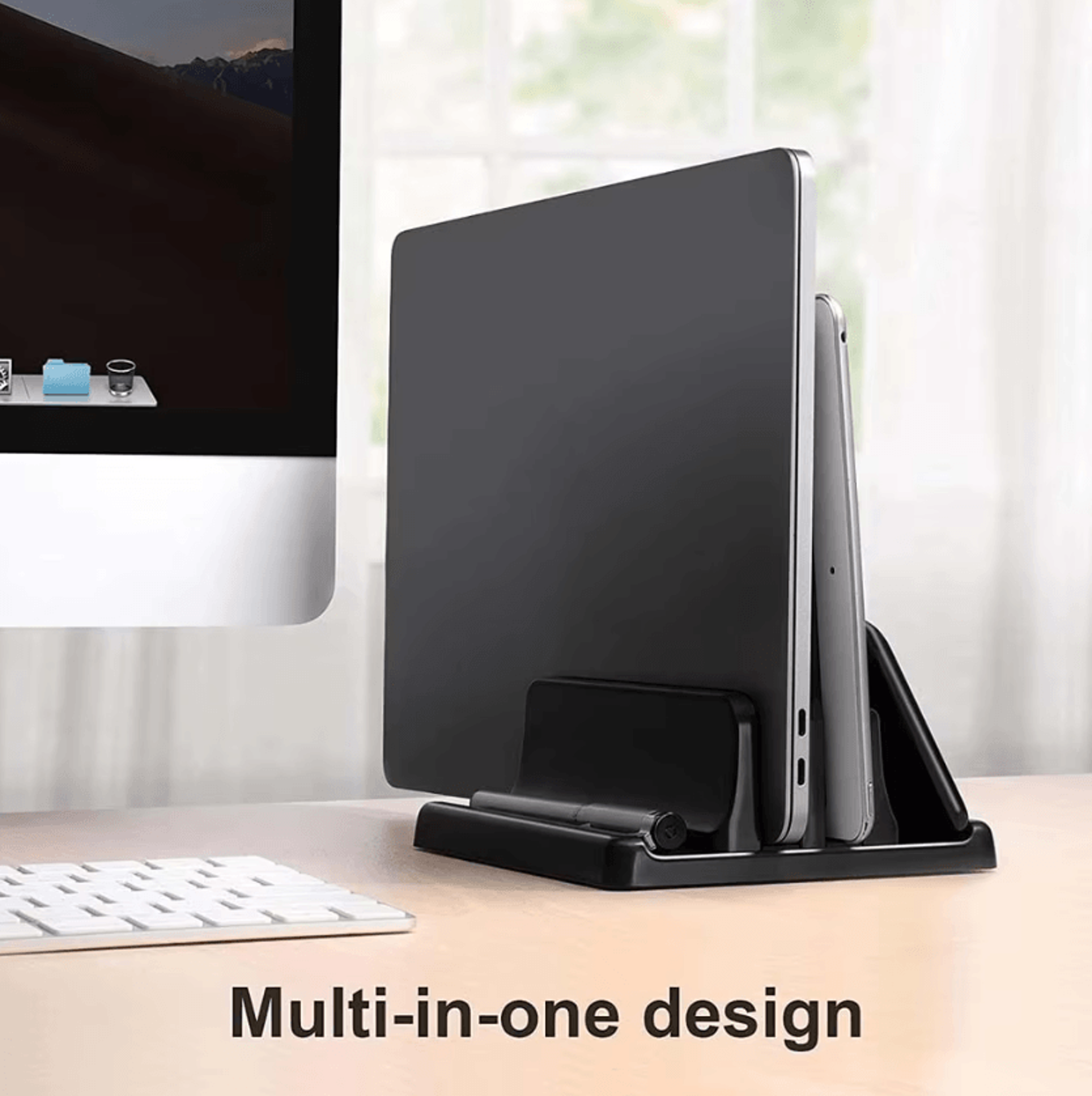 4in1 Adjustable Vertical Laptop Stand  SpaceSaving Desk Organizer 1