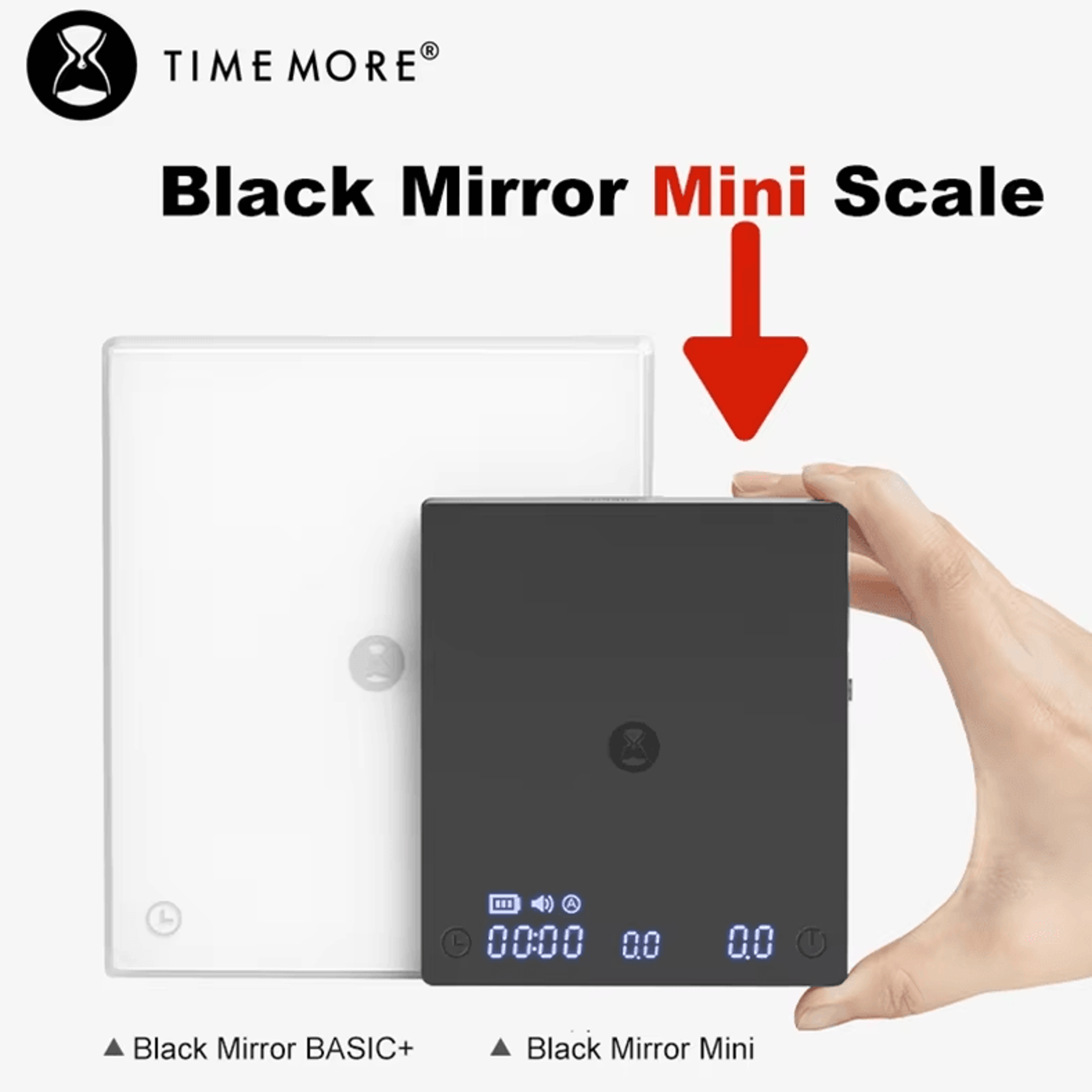 timemore black mirror mini precision coffee scale with timer for espresso & pour over