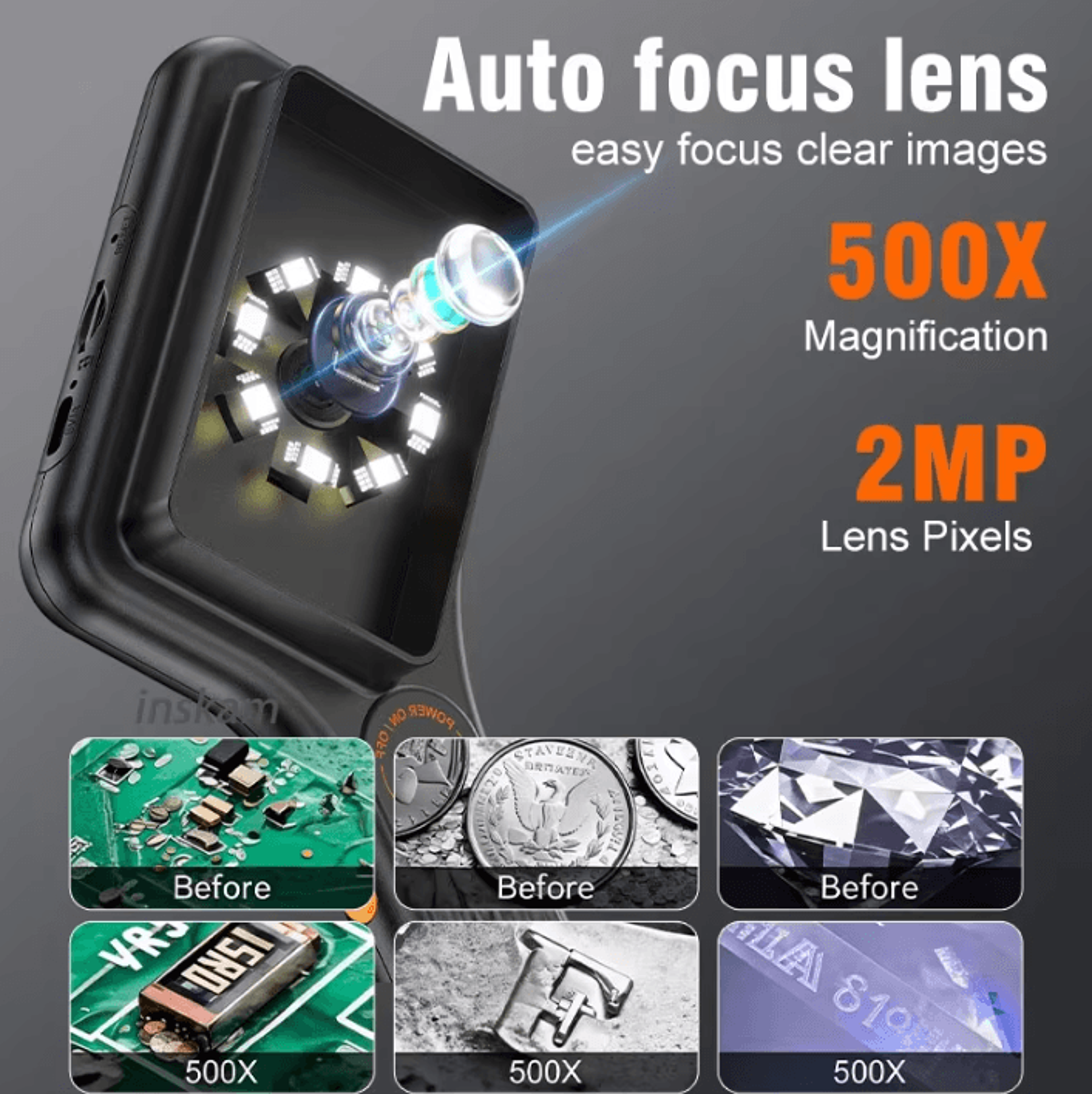 500X Handheld Digital Microscope With 30 IPS Screen  Autofocus Camera 2