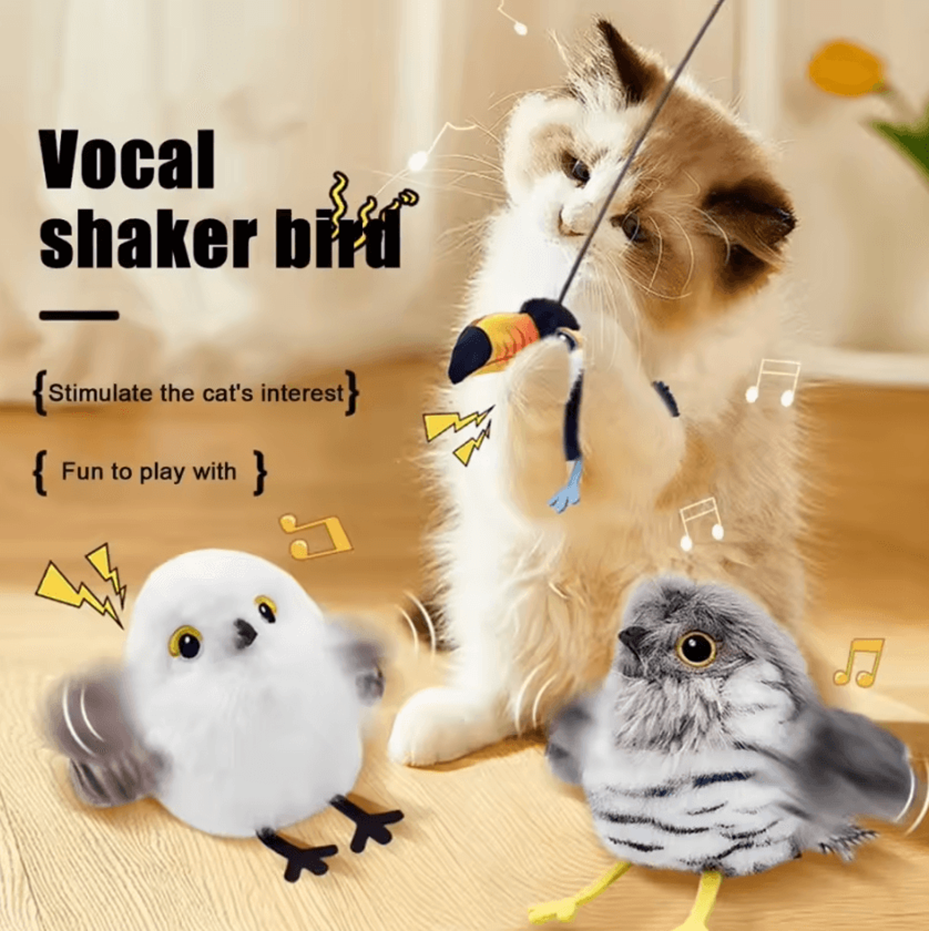 Interactive Vibrating Flapping Cat Toy  Rechargeable Plush Hunting Toy With Motion Activation 3