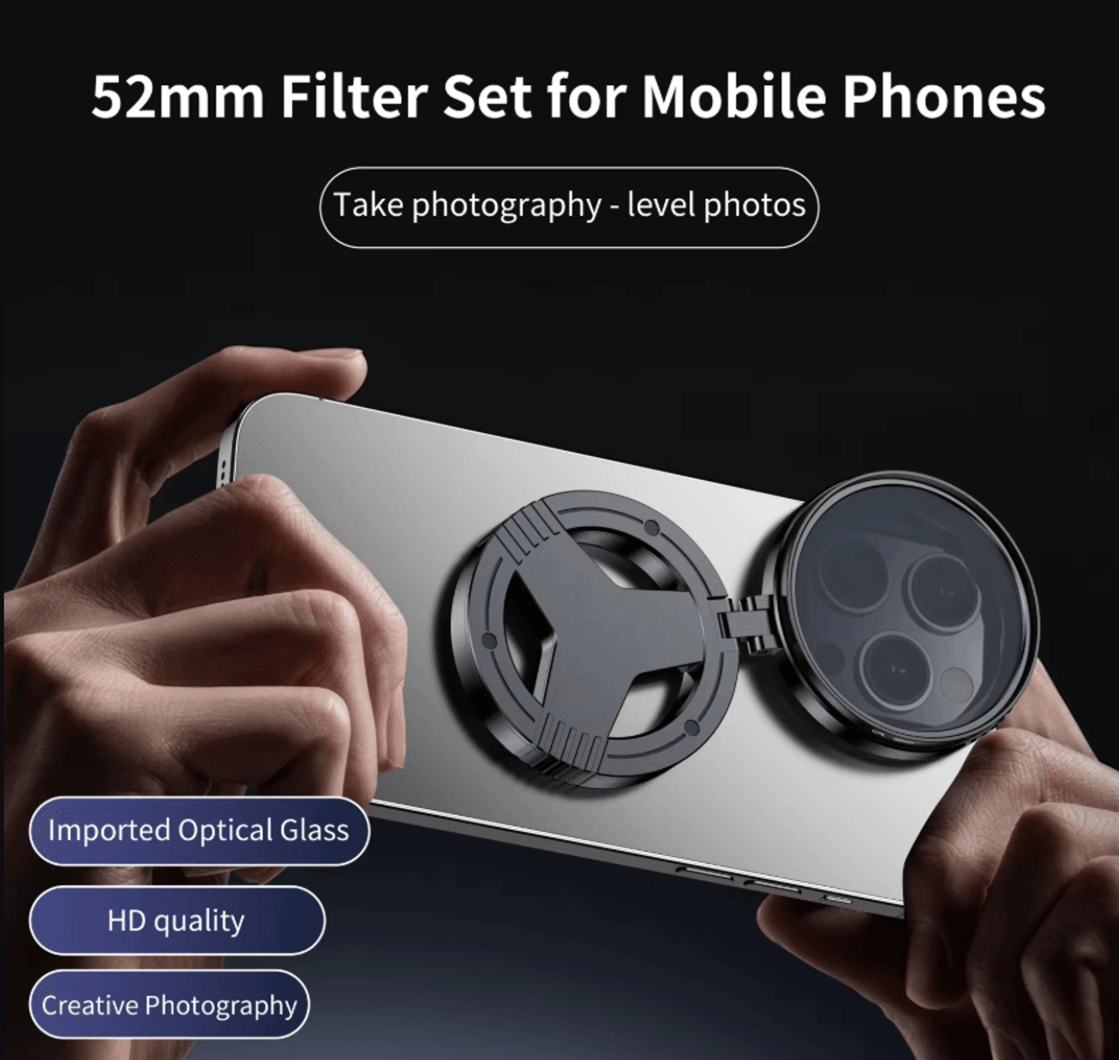 52mm magnetic cpl smartphone filter – rotatable polarizer lens for vlogging & photography