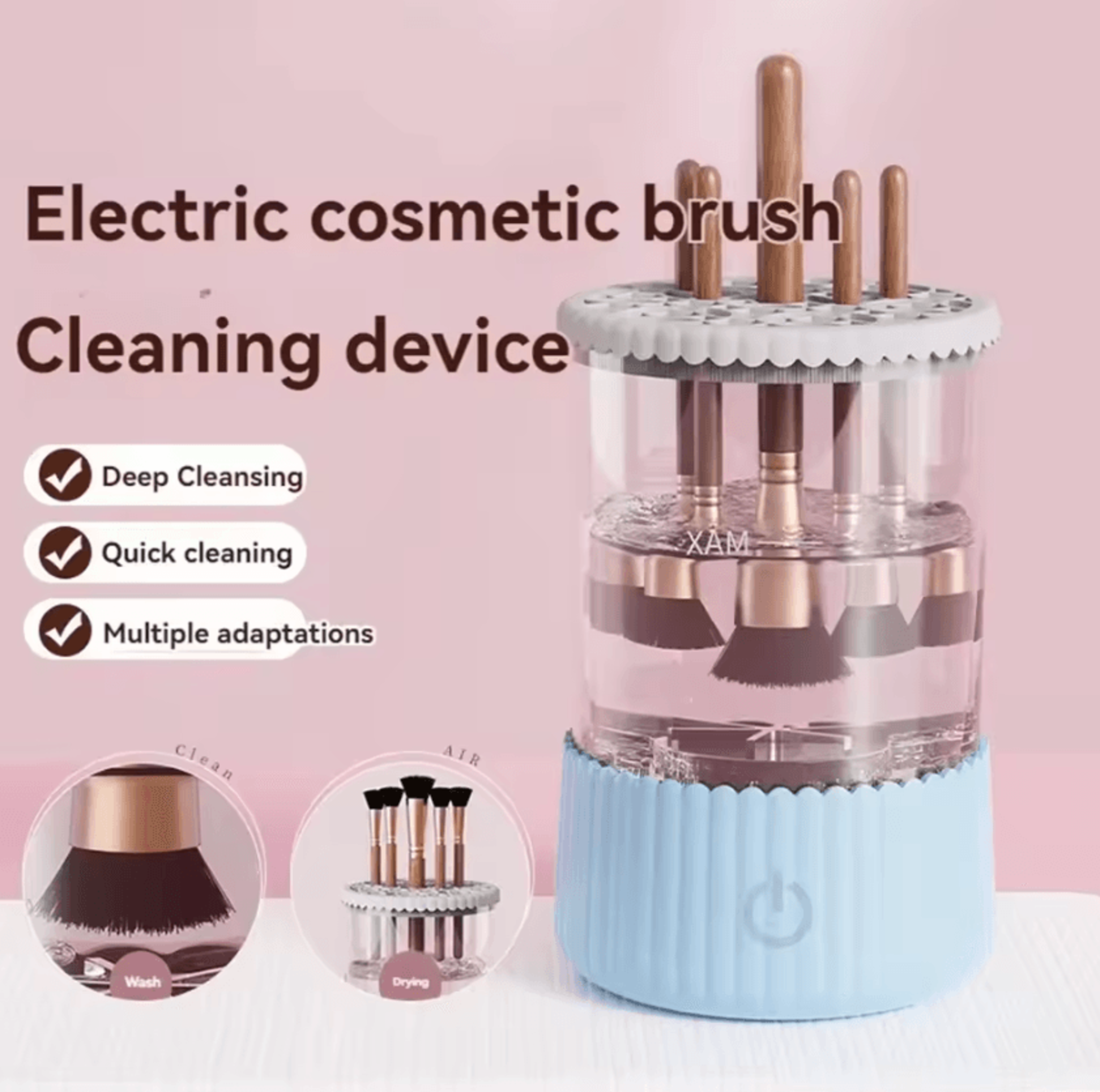 3-in-1 electric makeup brush cleaner – usb automatic brush cleaner & dryer for deep cleaning