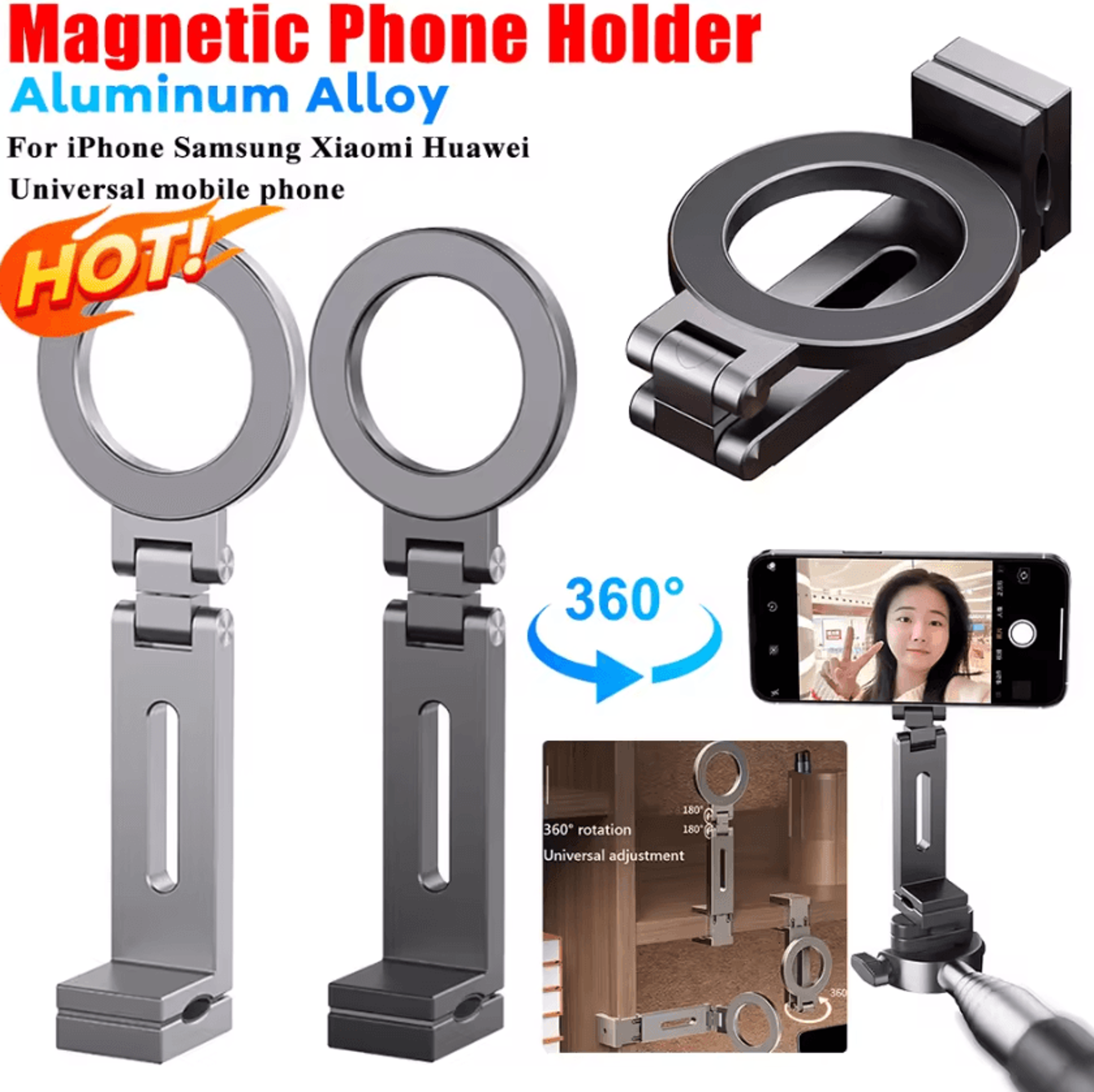 360 magnetic airplane phone holder – flexible travel phone mount for hands-free viewing