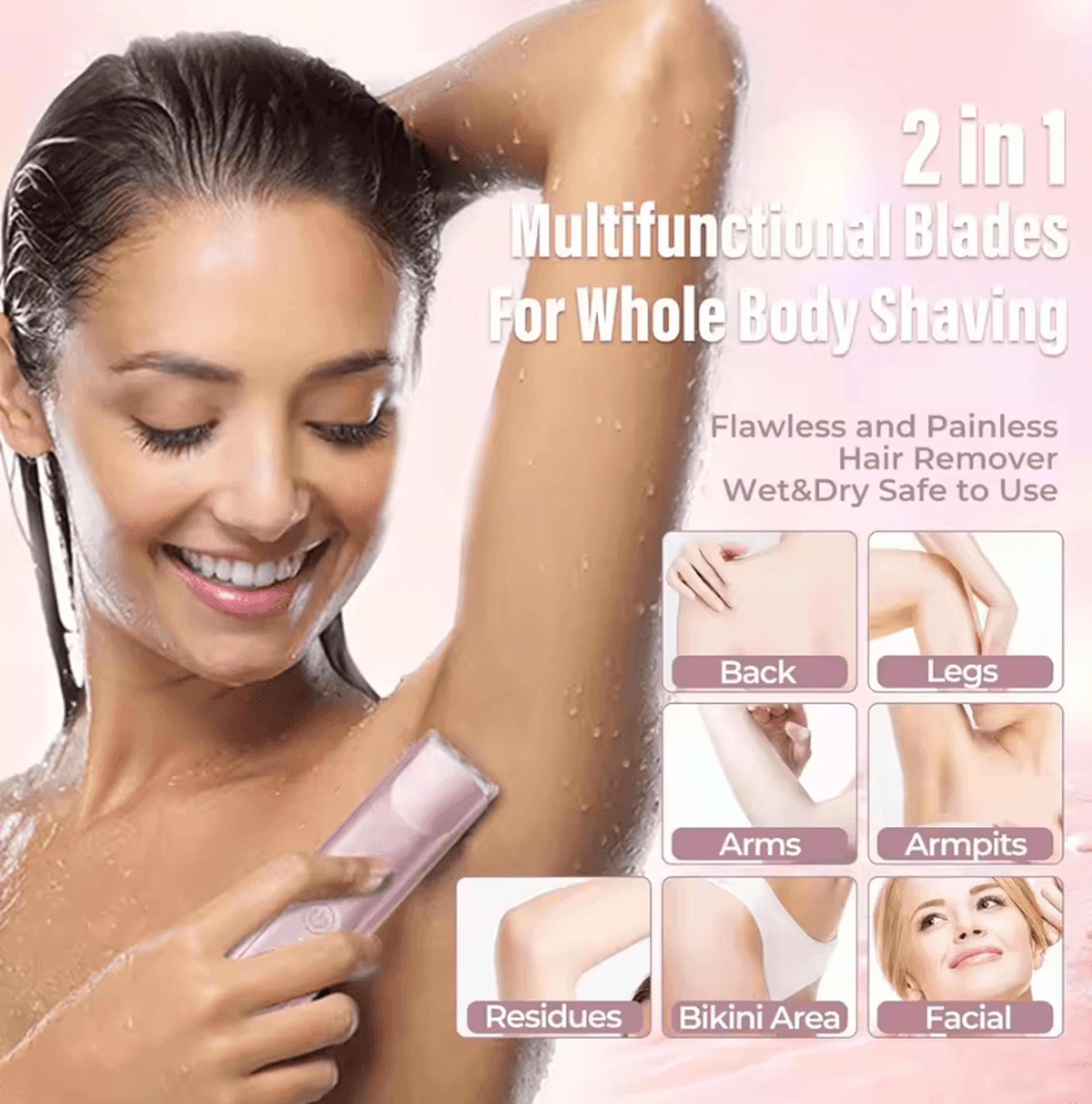 2in1 Electric Shaver For Women  Rechargeable Bikini Trimmer  Epilator Razor For Face  Body 3