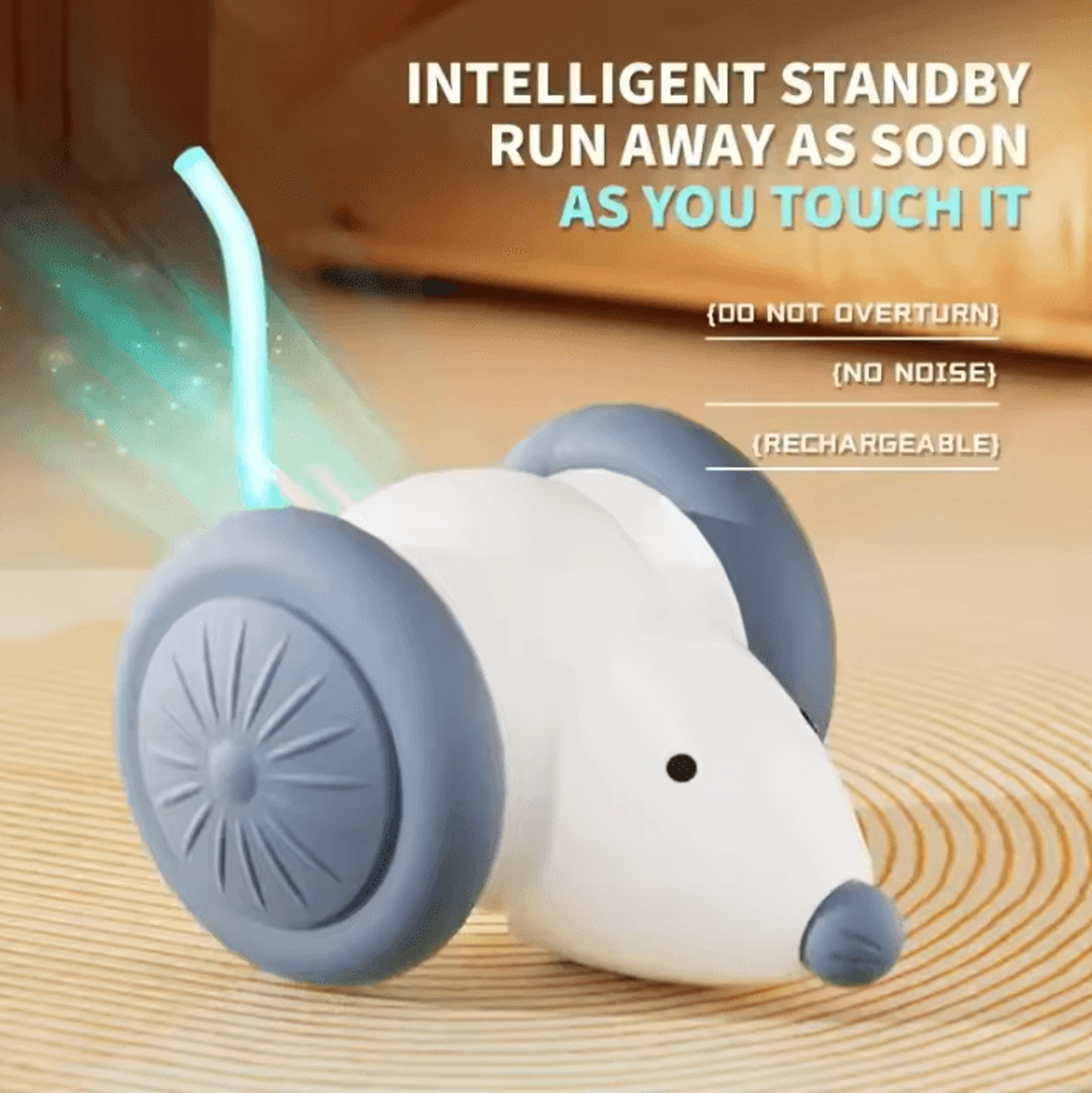 Smart Interactive Electric Mouse Cat Toy Car  Automatic Obstacle Avoidance Teaser 4