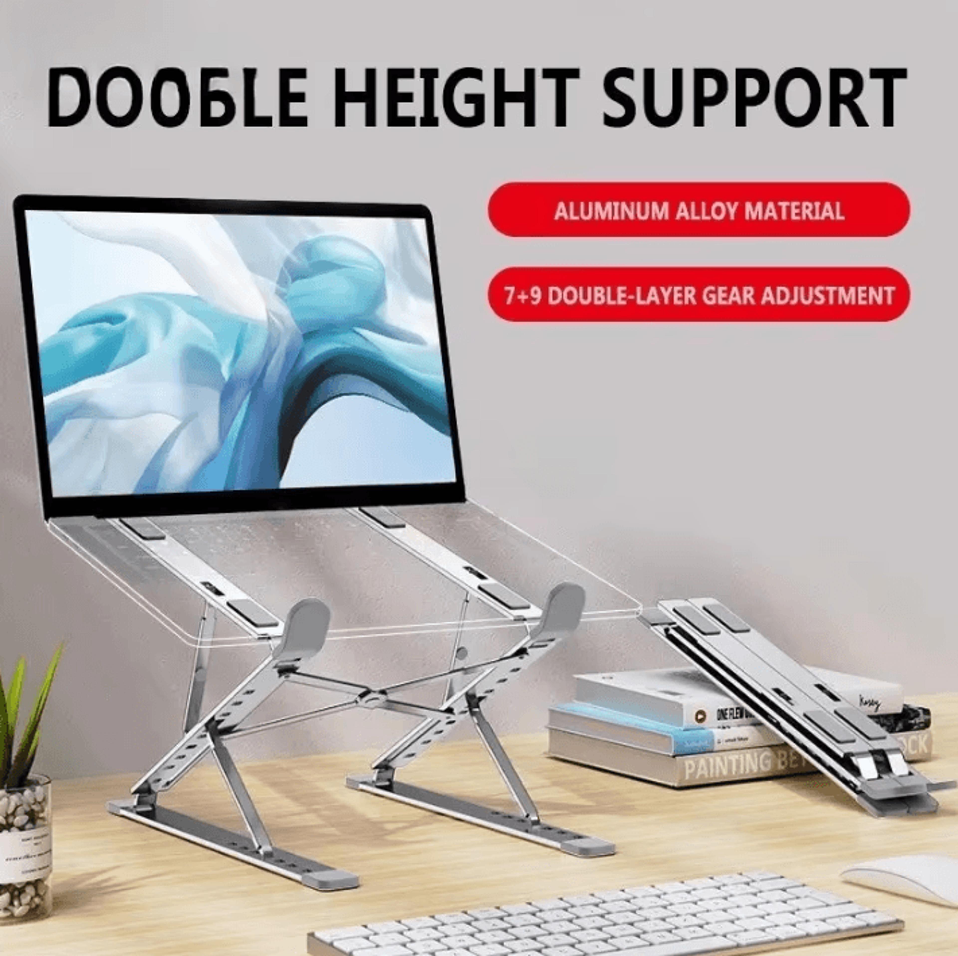 n8 adjustable aluminum laptop stand – foldable cooling ergonomic notebook holder