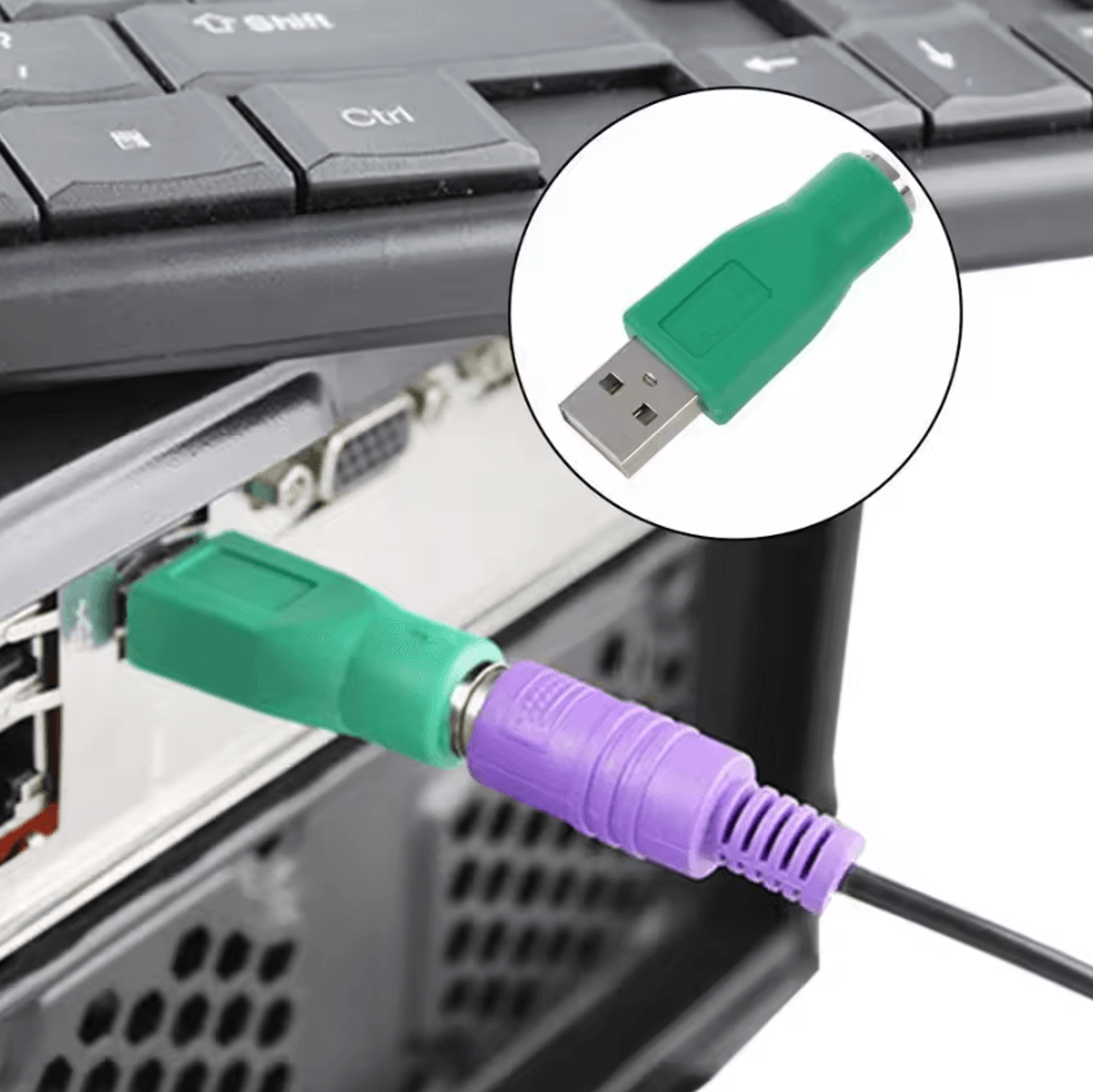 DualConnect USB To PS2 Keyboard  Mouse Adapter  Plug  Play Converter 1