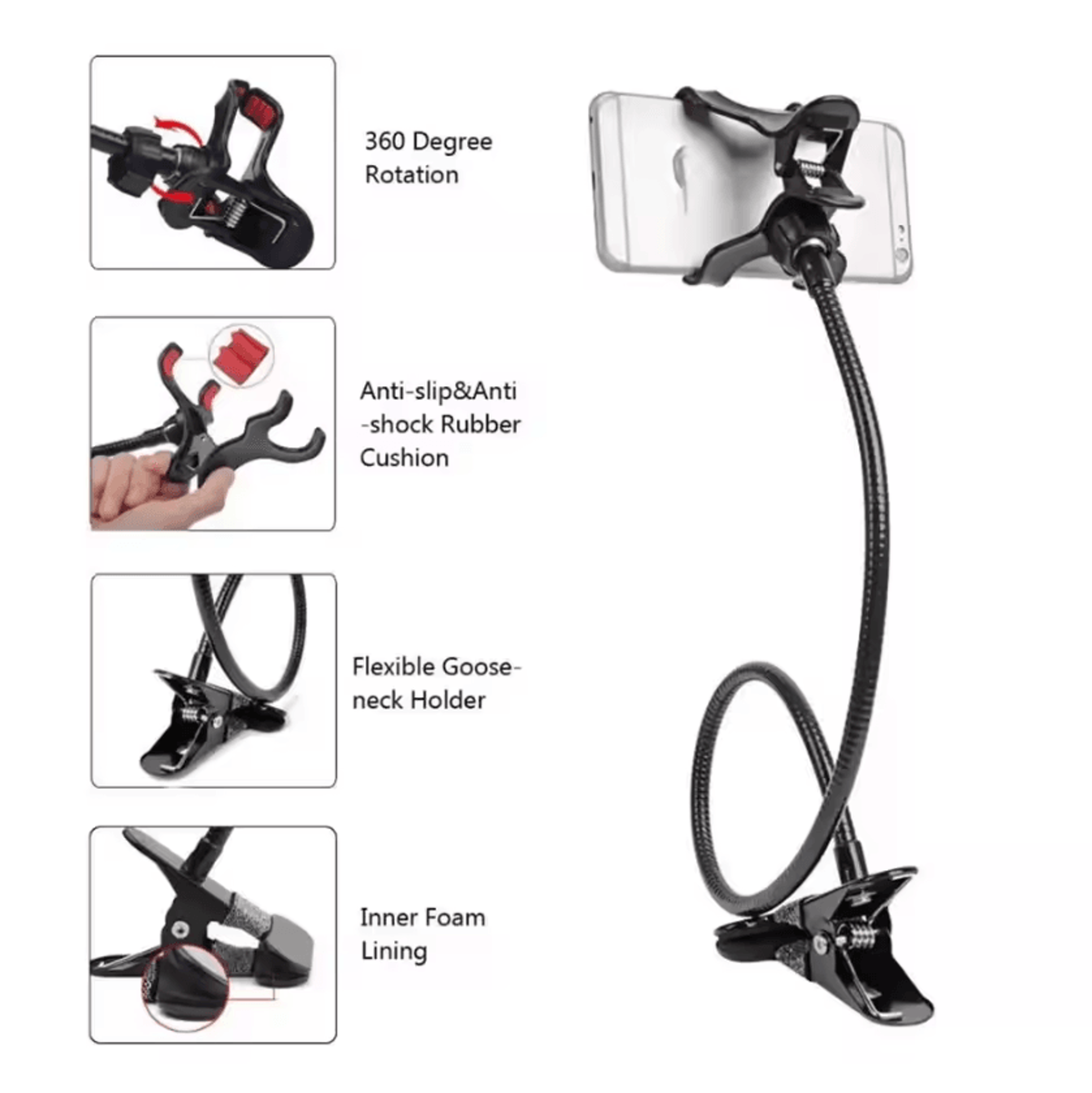 Flexible Lazy Arm Mobile Phone Holder  Adjustable Bed  Desk Mount Stand 1