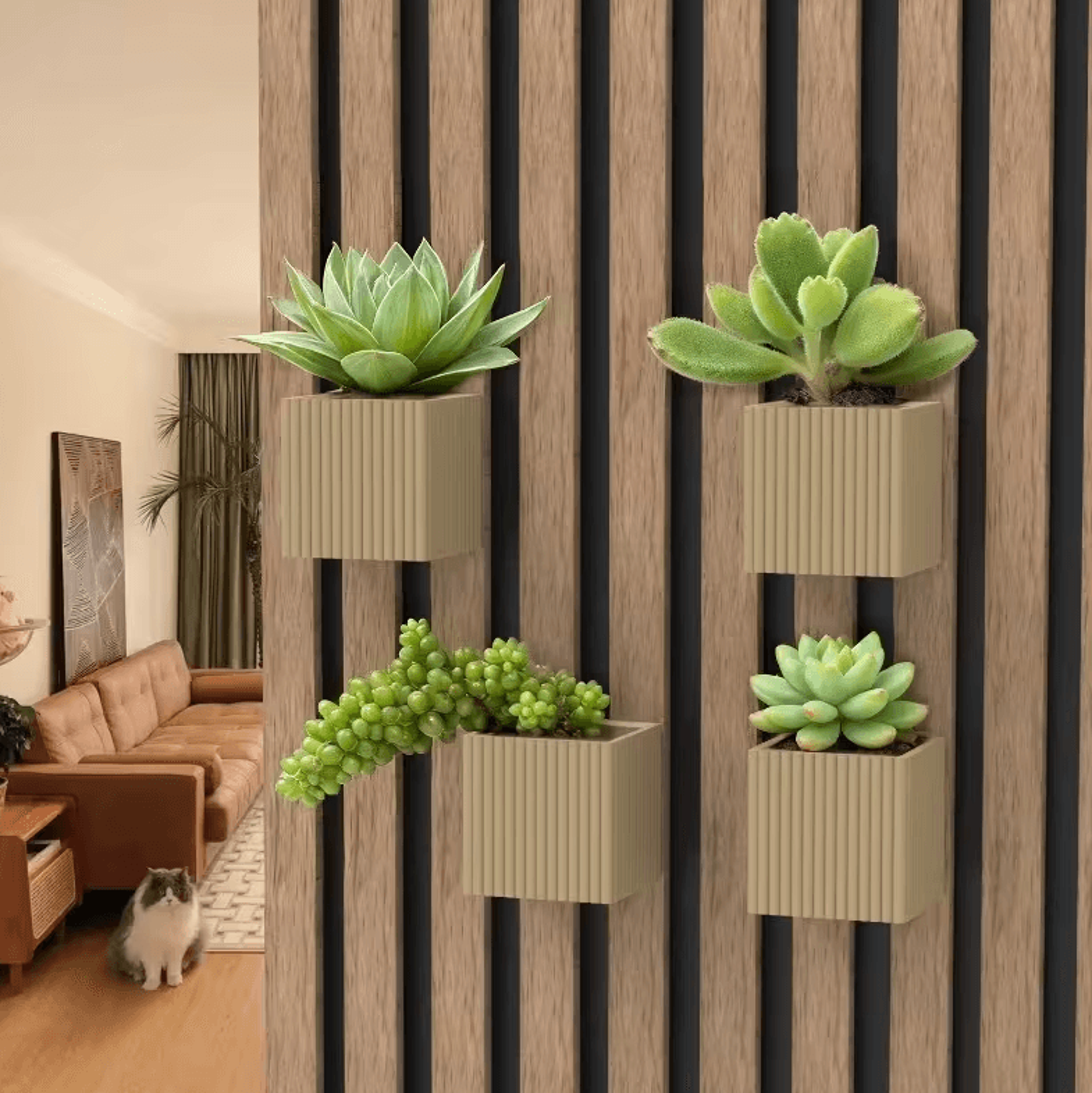 Square Acoustic Panel Planter Shelf  Decorative Soundproof Storage Rack With Succulent Holder 4