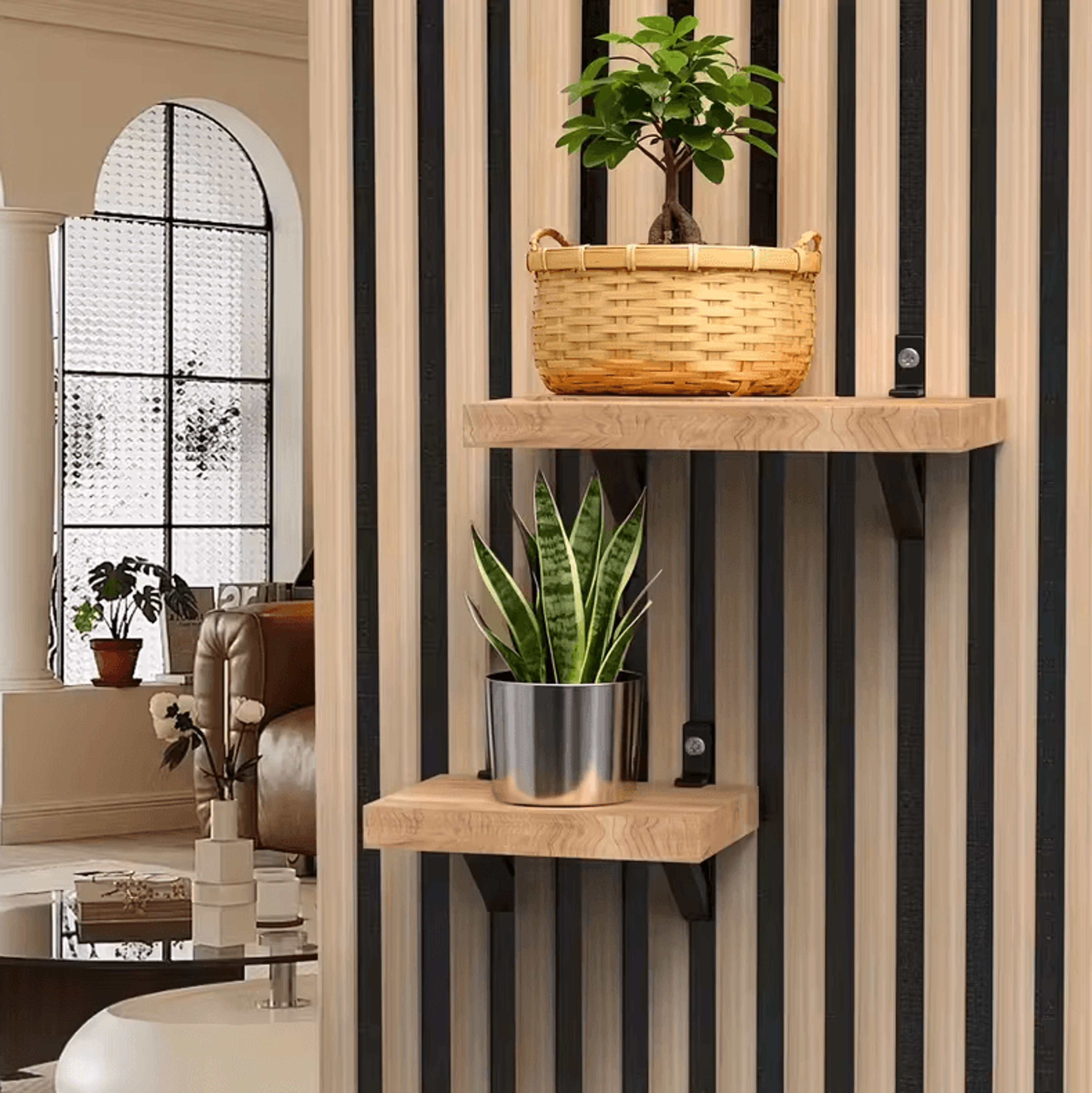 4PCS NoDrill Acoustic Panel Shelf Brackets  MultiUse Storage Hooks For Wood Boards  Plant Holders 0