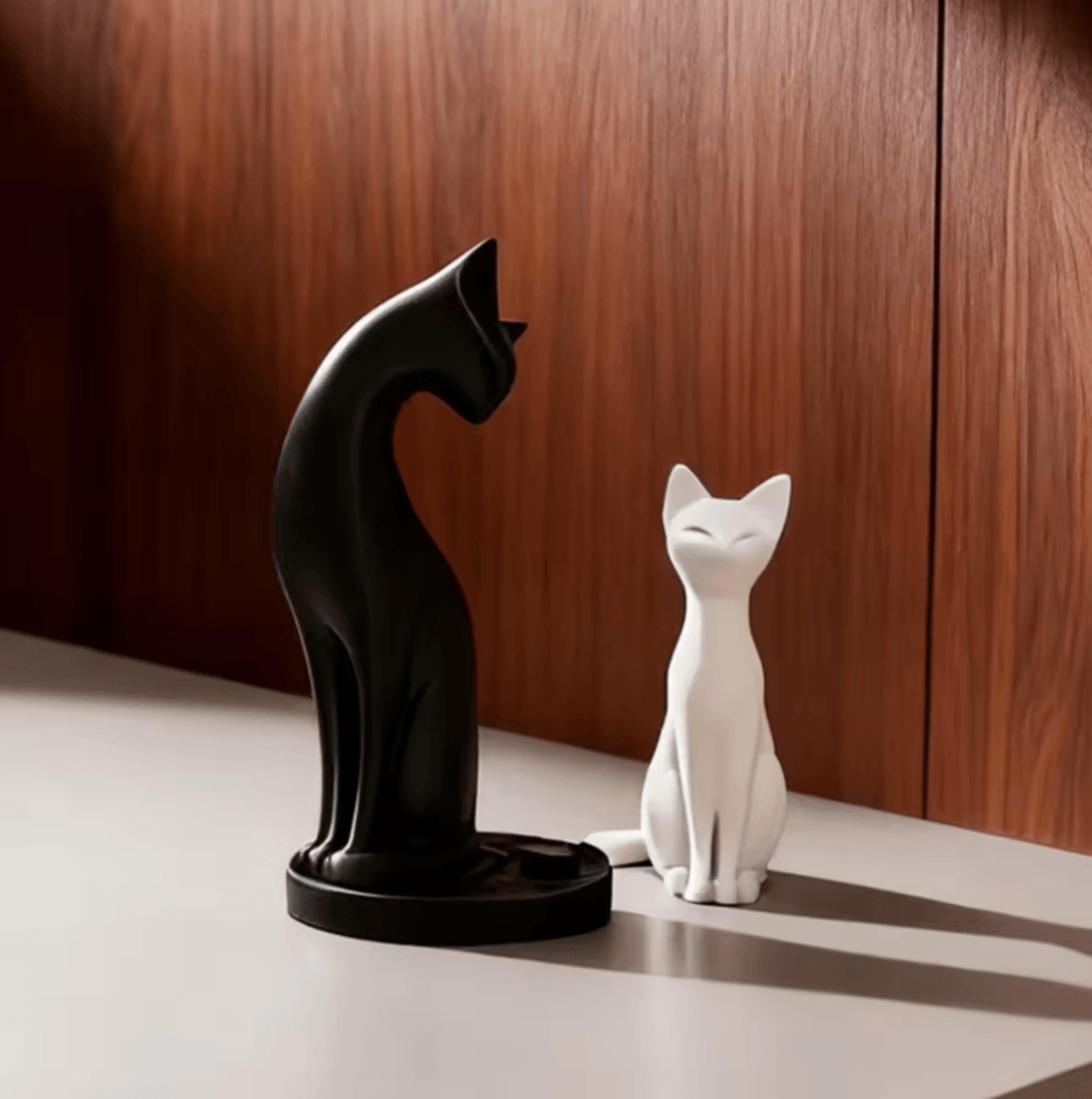 Minimalist Black  White Cat Sculpture  Modern Desk  Home Decor Accent 2