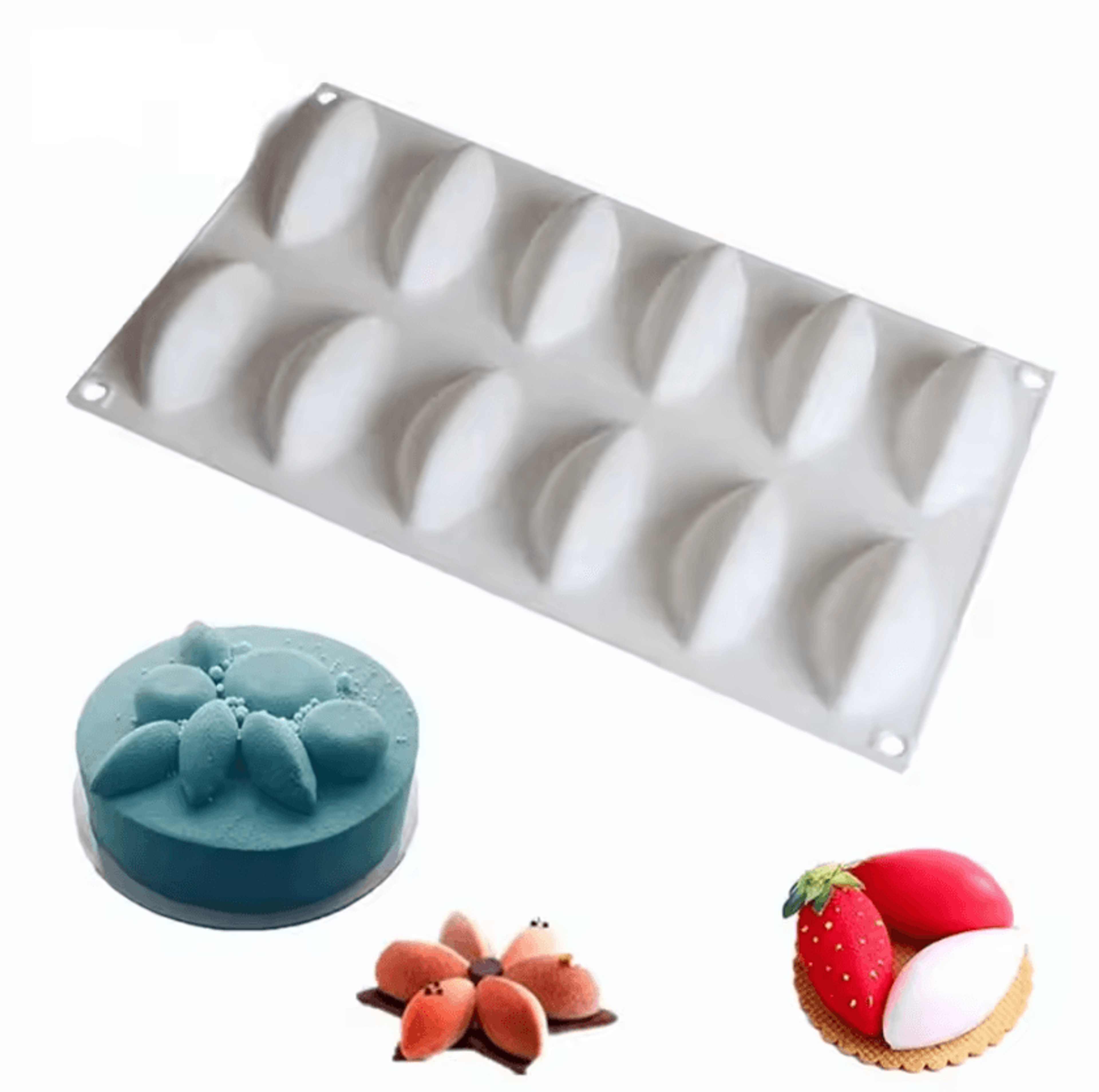 12-cavity quenelle silicone mold – professional mousse & chocolate baking tray