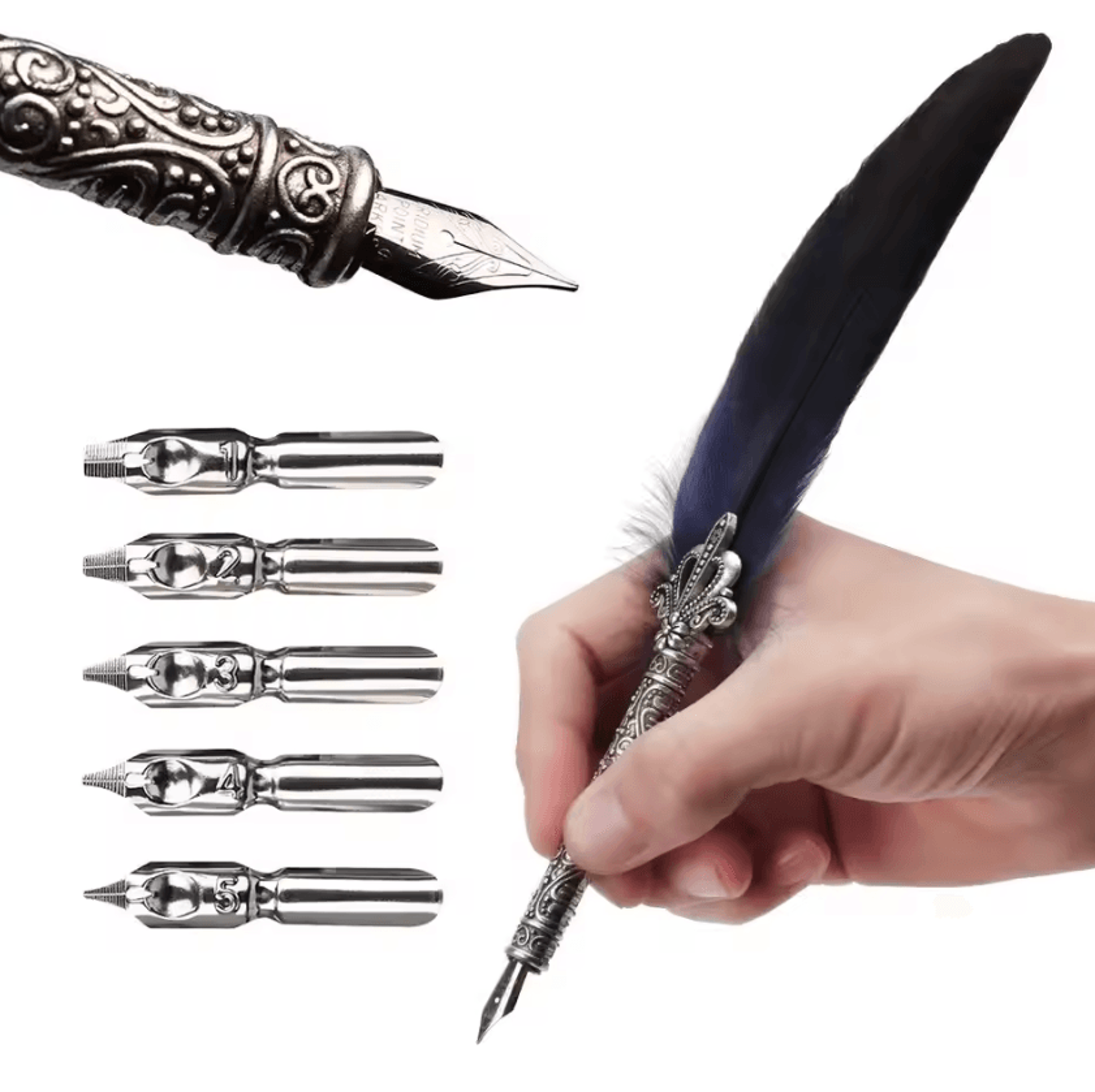 Luxury Vintage Feather Quill Pen Set With Gift Box  Calligraphy Signature Writing Kit 1
