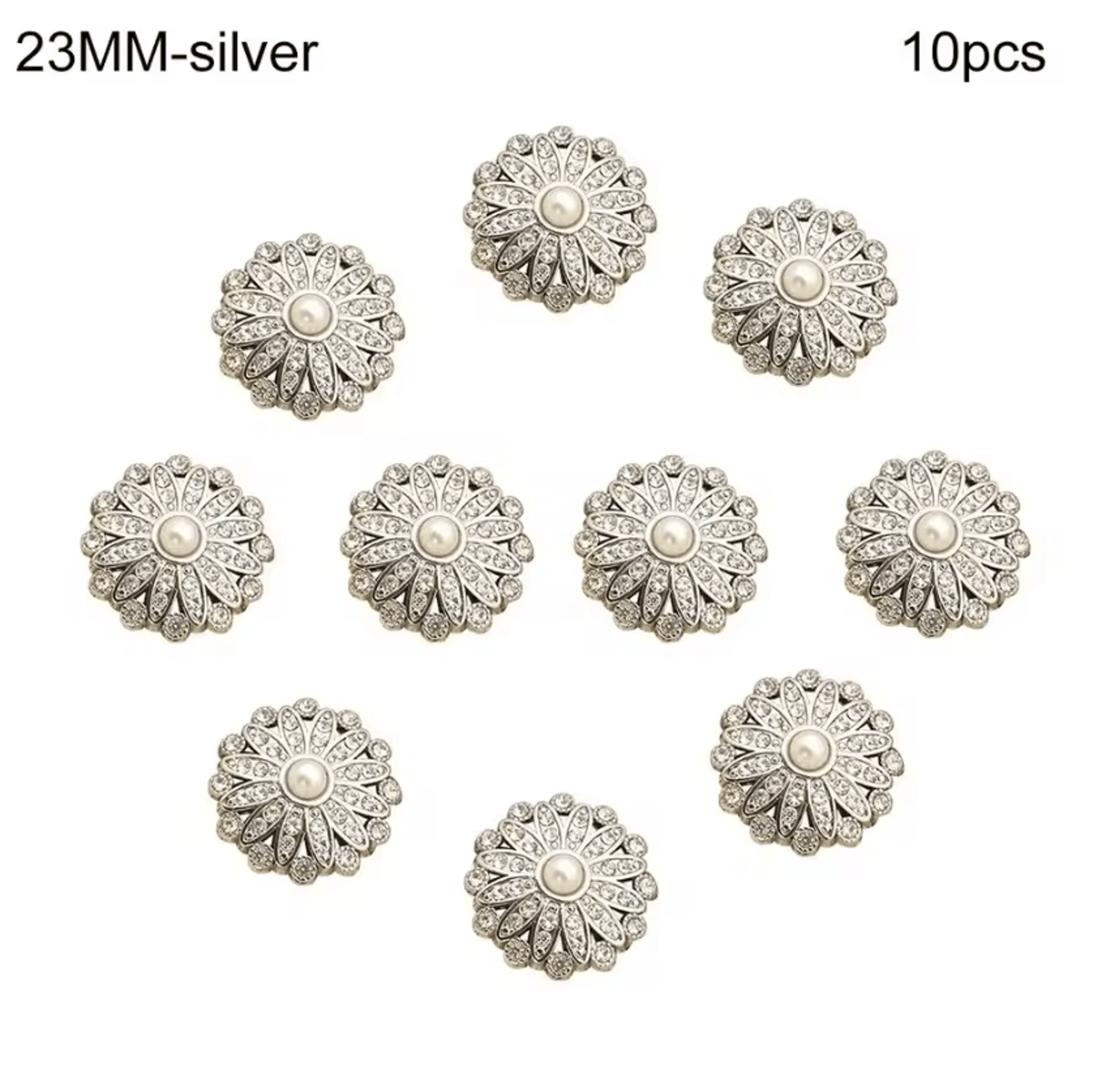 Vintage Pearl Diamond Metal Buttons Set  Elegant DIY Sewing  Clothing Accessories 10pcs 5