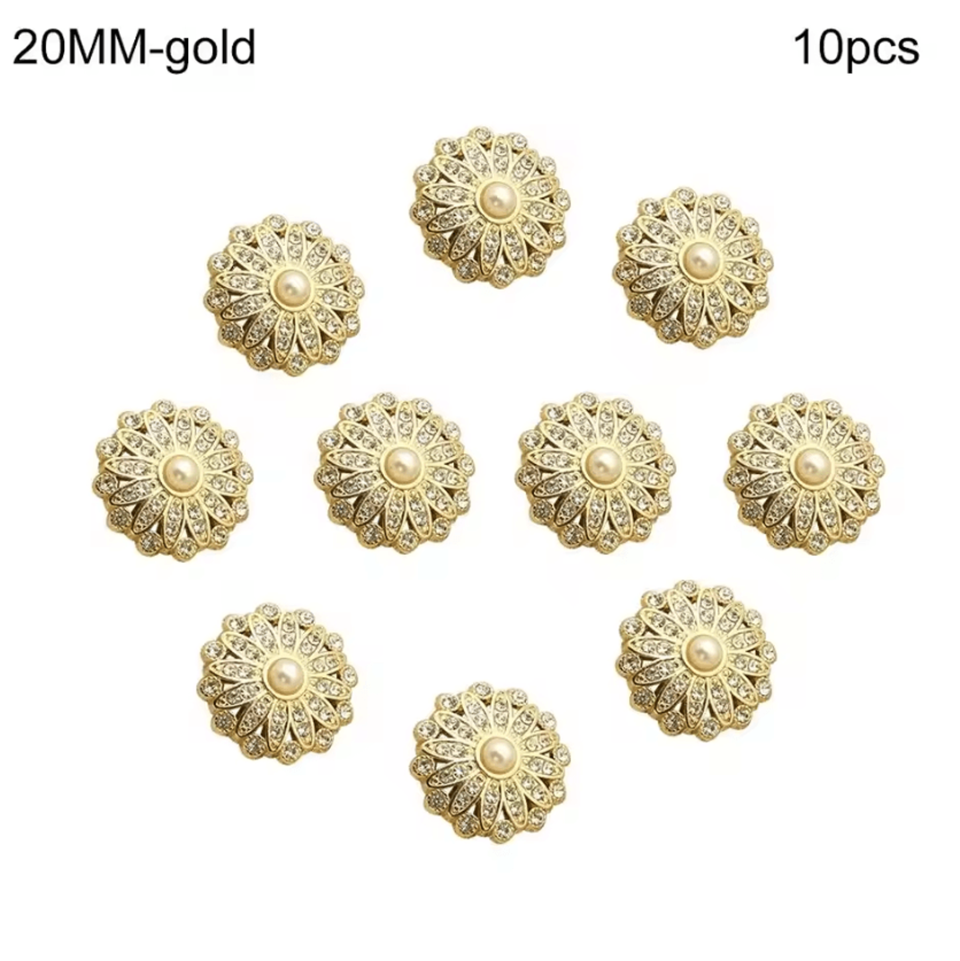 Vintage Pearl Diamond Metal Buttons Set  Elegant DIY Sewing  Clothing Accessories 10pcs 7