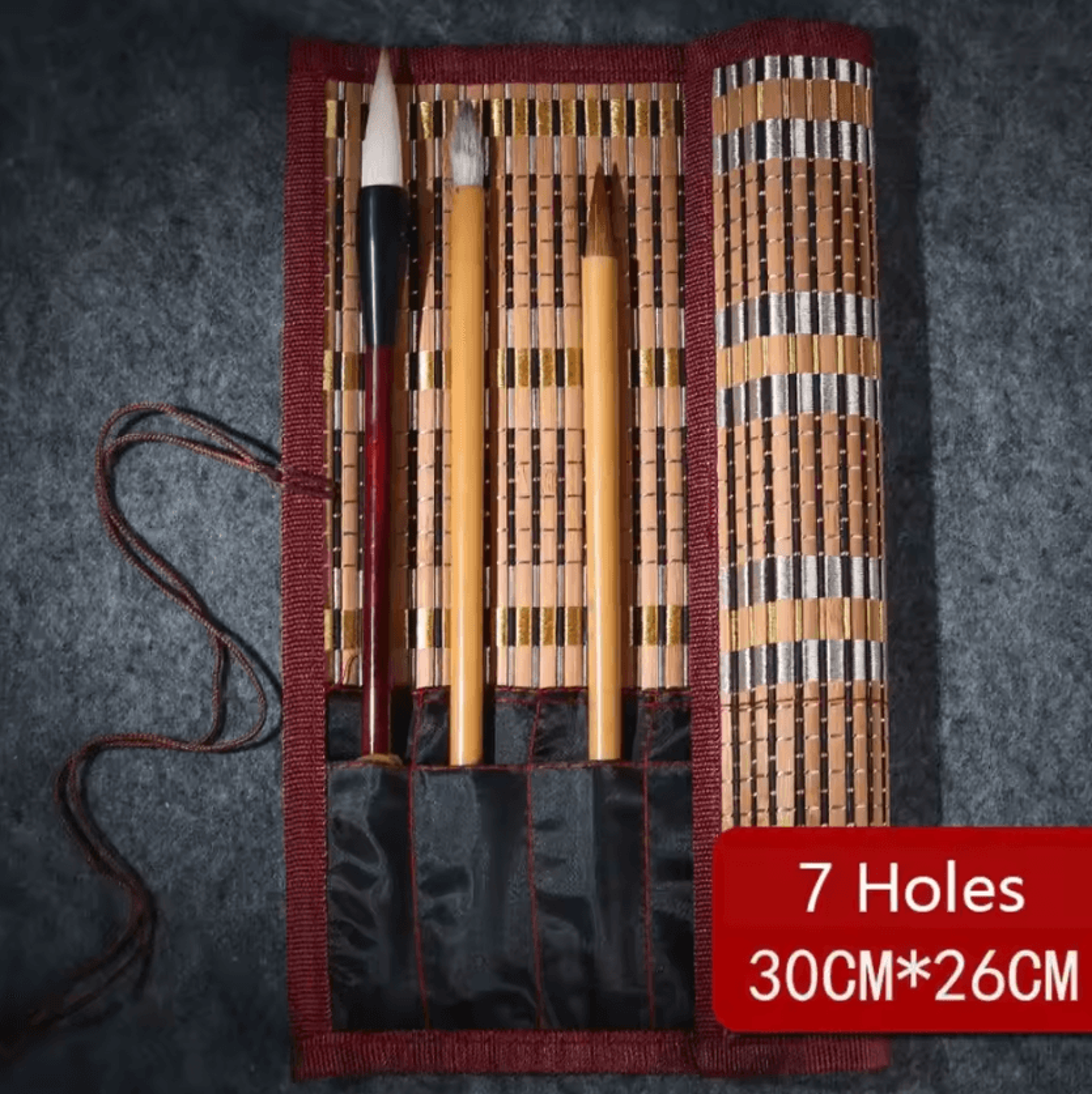 Traditional Bamboo RollUp Brush Holder  Large Capacity Calligraphy  Art Supply Organizer 1