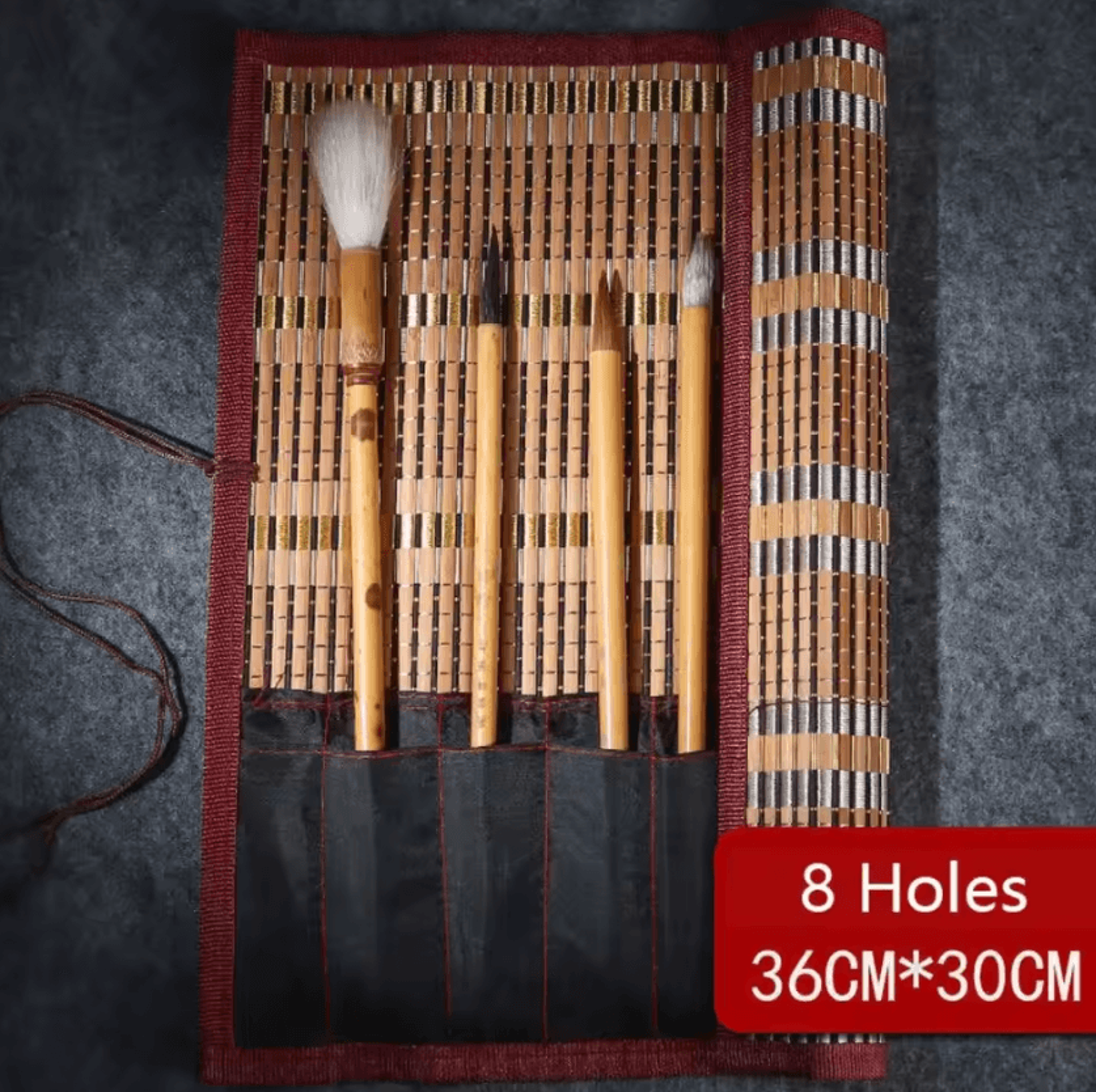 Traditional Bamboo RollUp Brush Holder  Large Capacity Calligraphy  Art Supply Organizer 2