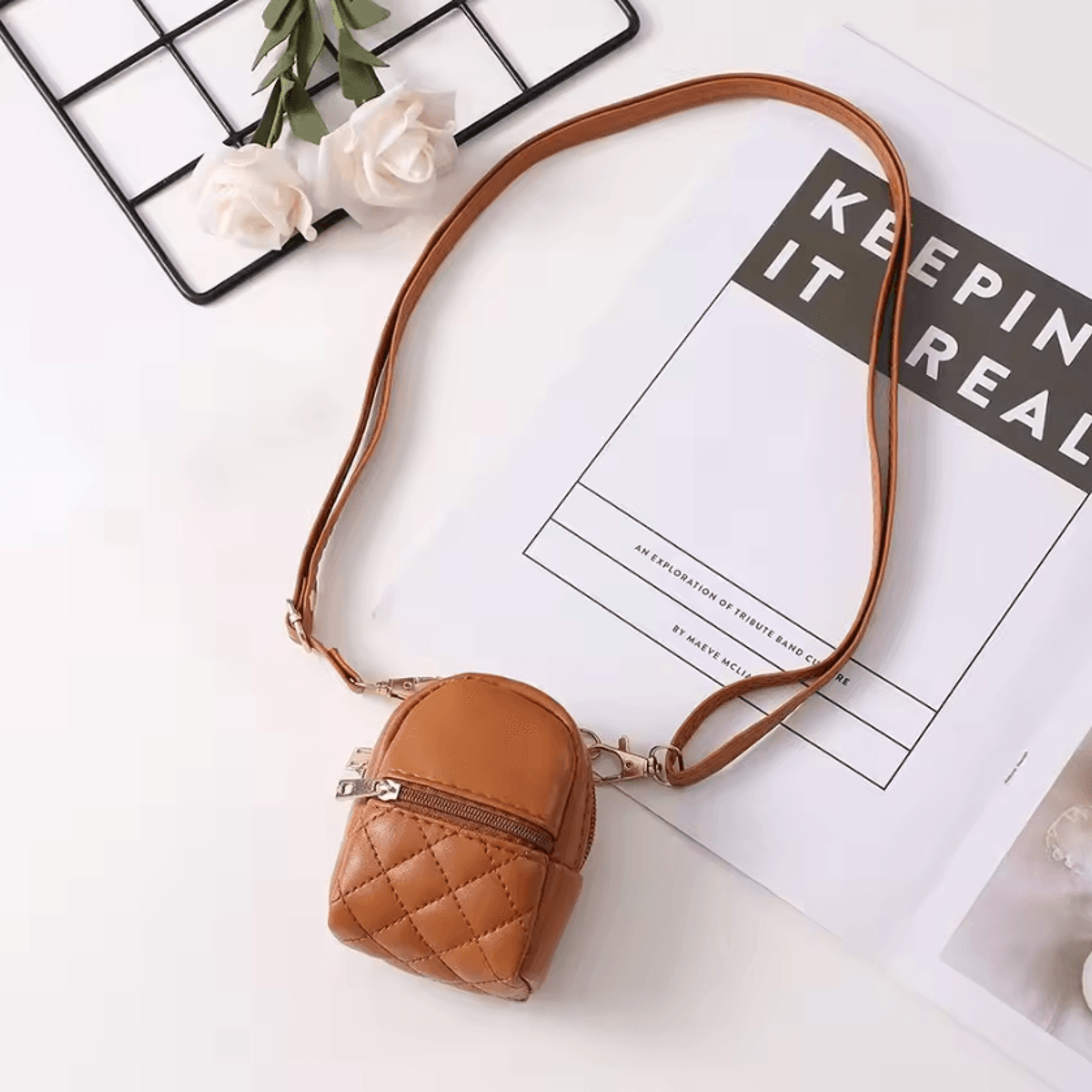 Mini PU Leather Crossbody Coin Purse  Lightweight Makeup  Everyday Essentials Bag 1