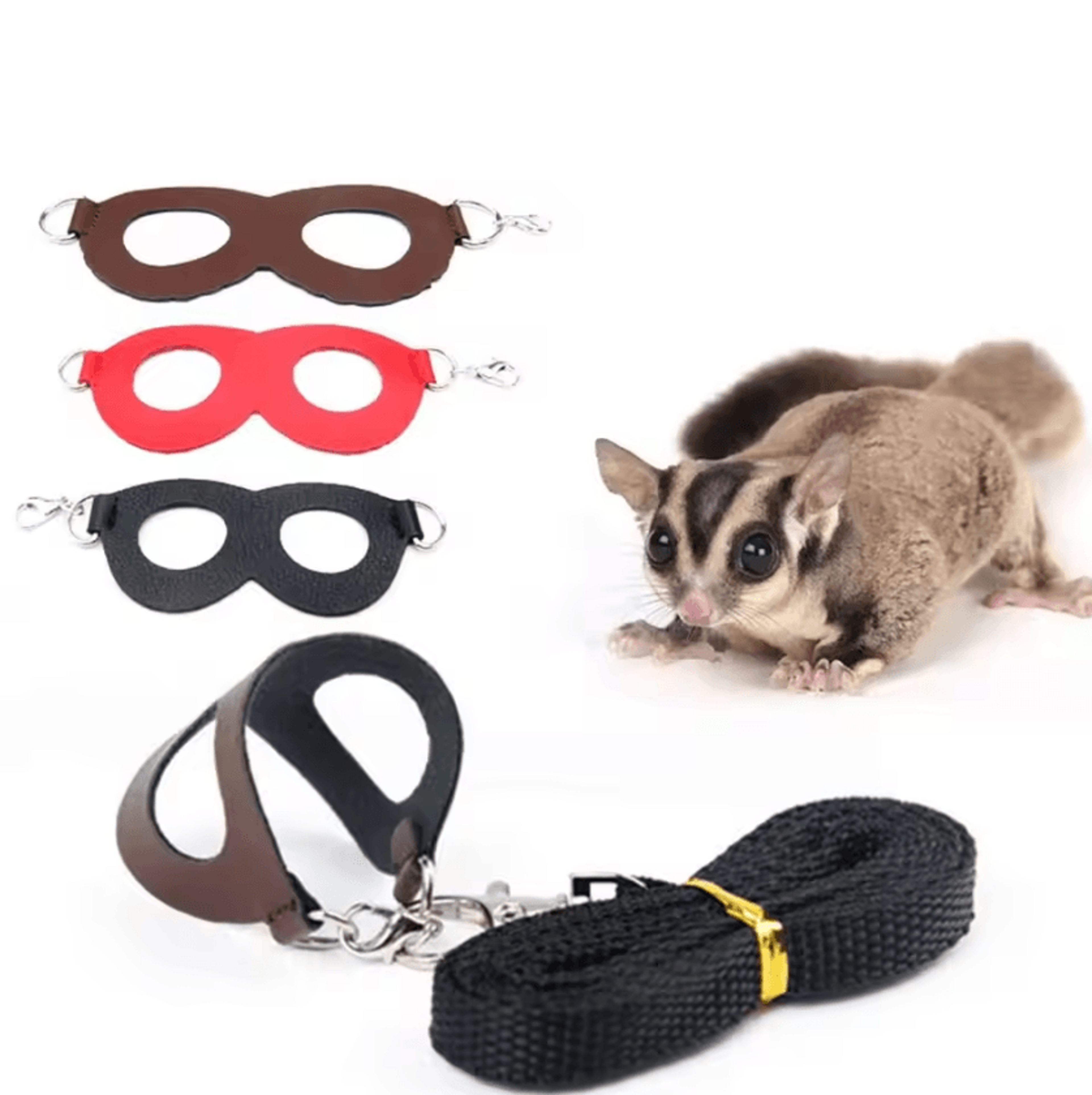 snugpaws pu leather hamster harness set – windproof anti-lost small pet chest strap with leash