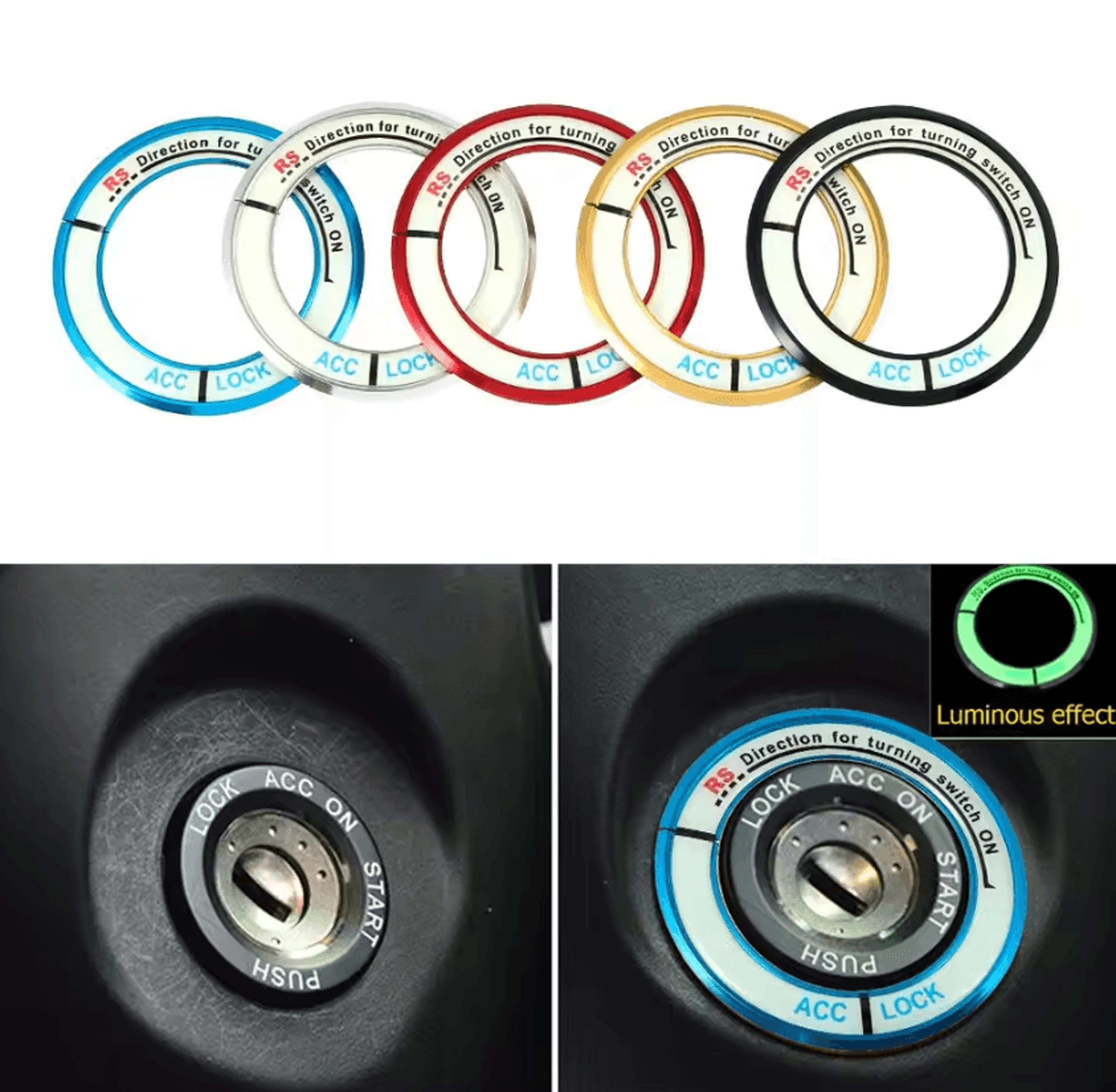 GlowRing Luminous Ignition Switch Cover  Alloy Car Start Button Decor For Toyota Corolla 0