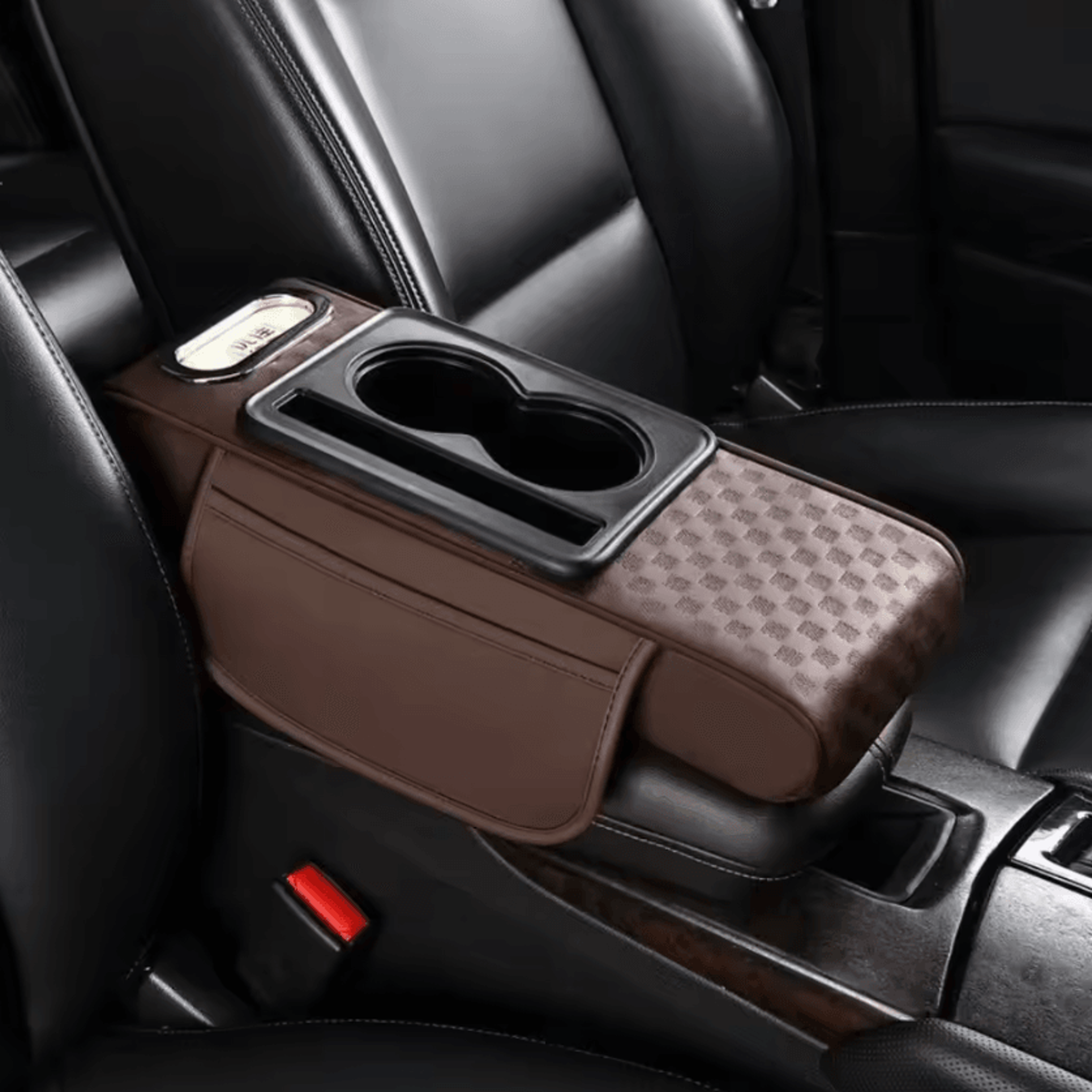 ComfortLift PU Leather Armrest Cushion  Multifunction Car Console Pad With Cup Holder  Storage 6