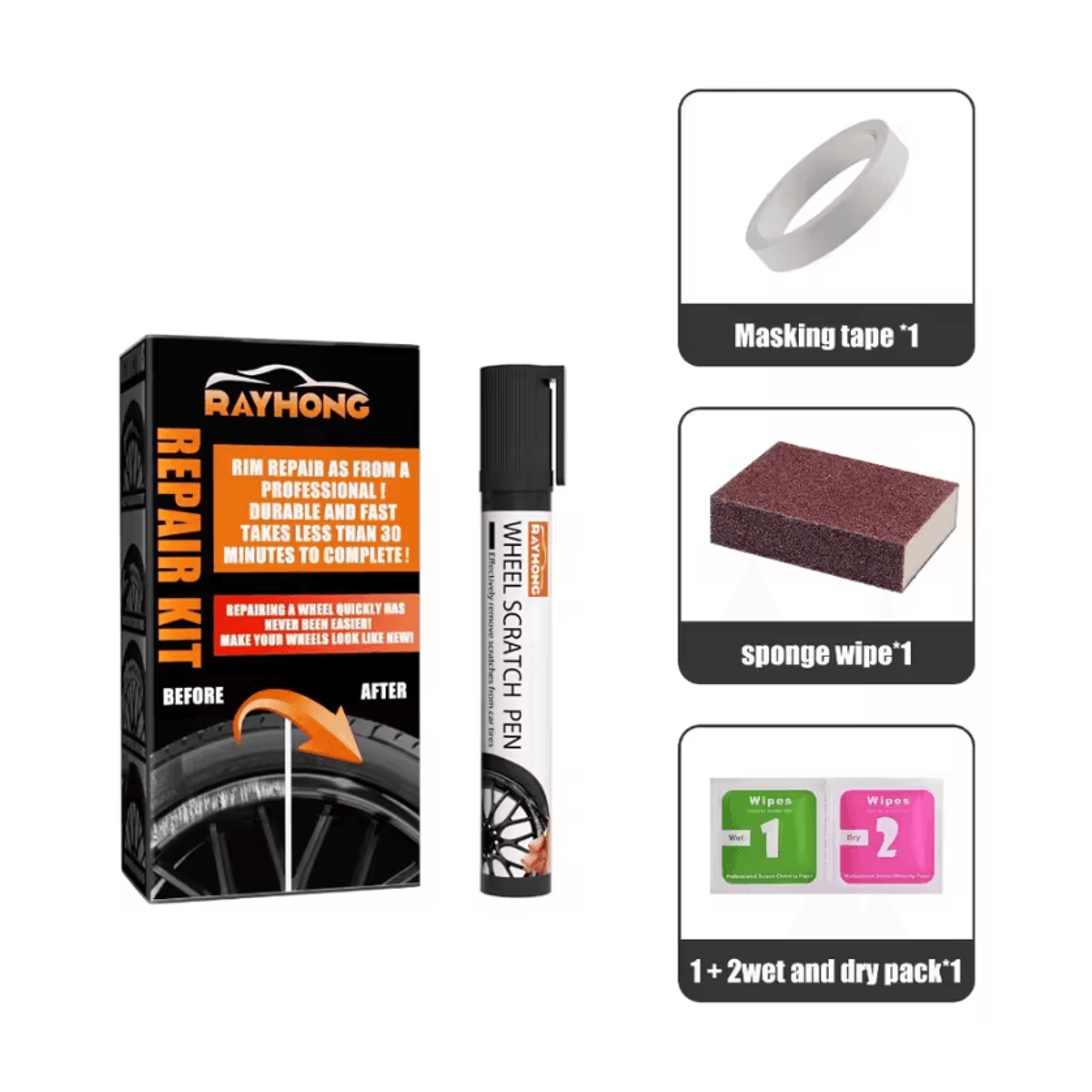 RimFix Pro Universal Wheel Scratch Repair Kit  DIY Alloy Rim Paint  Restoration Tool 4