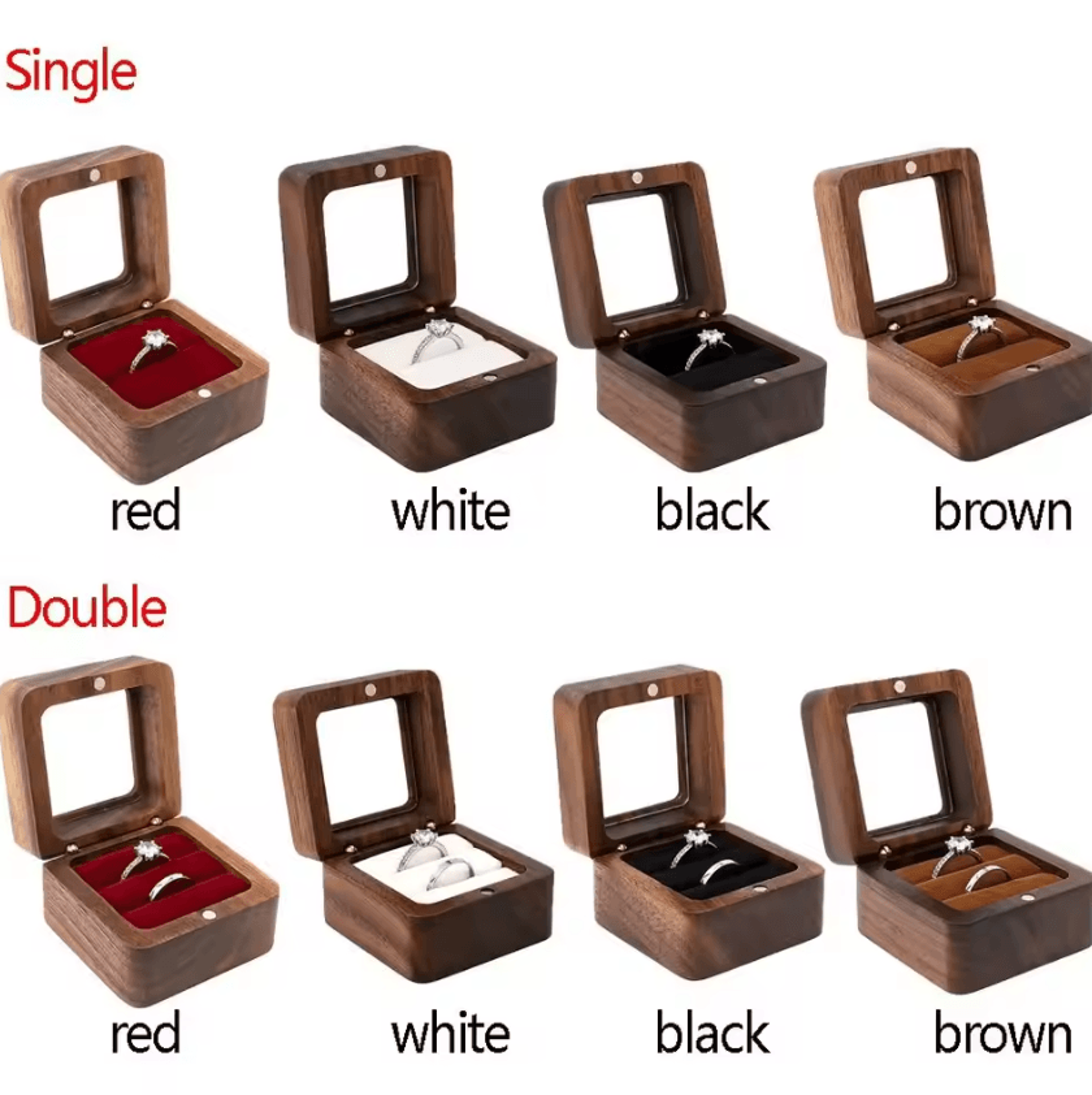 Romantic Wooden Ring Display Box  Elegant Engagement  Wedding Keepsake Holder 1