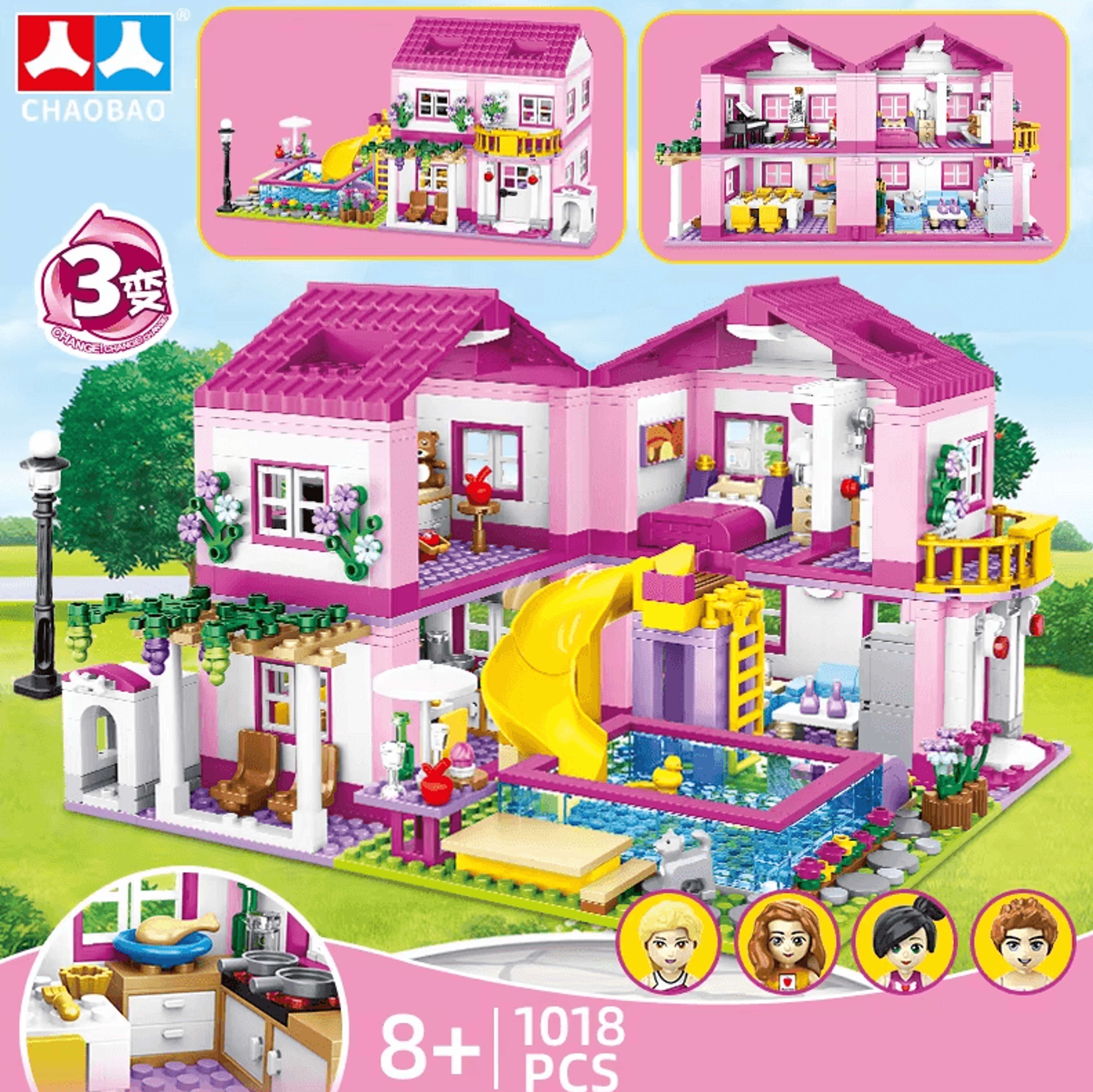friends summer holiday villa & city street view building blocks – diy house & castle set