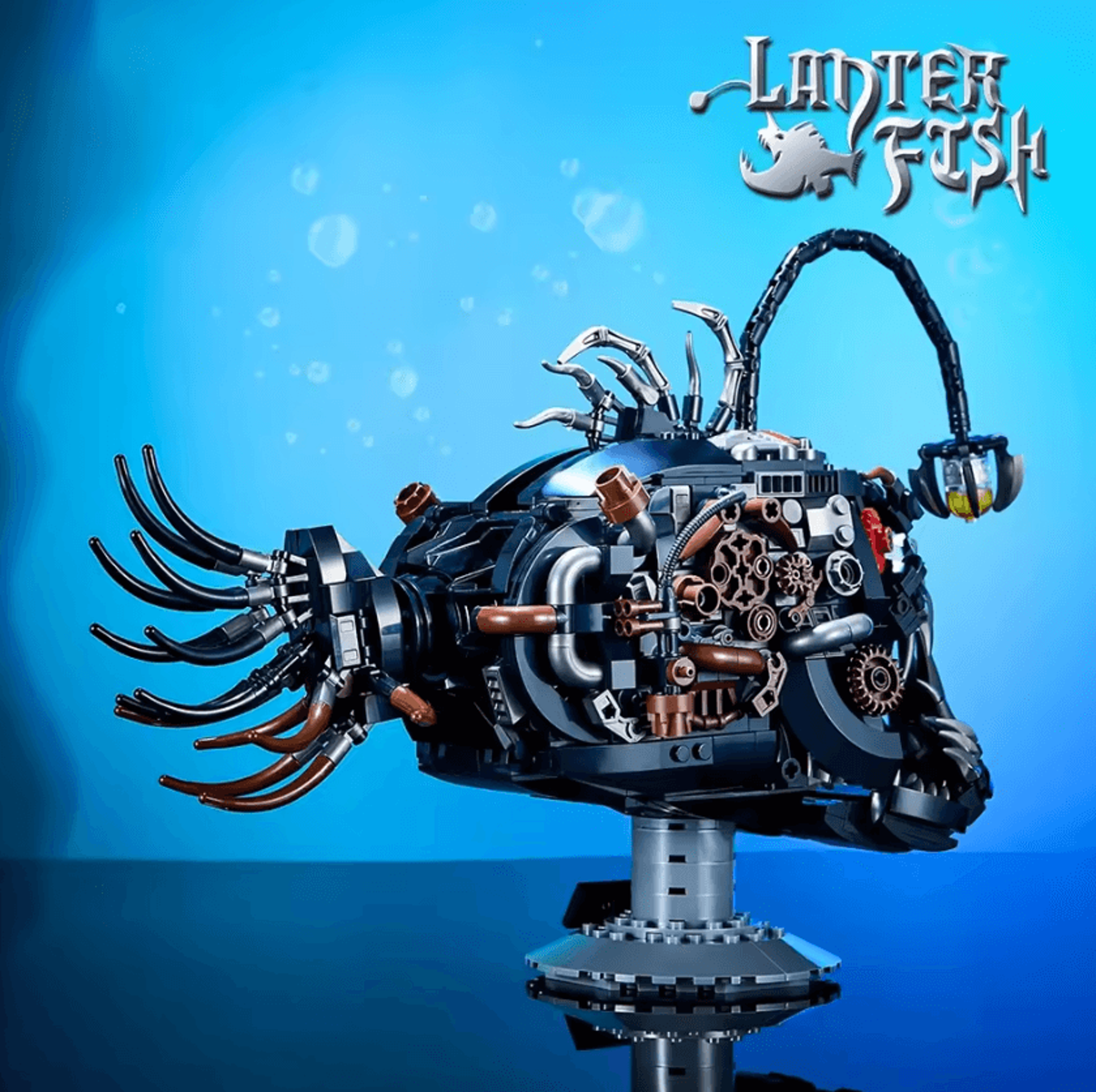 1038PCS Mechanical Lantern Fish Building Blocks  LED Ocean Creature DIY Model Kit 3